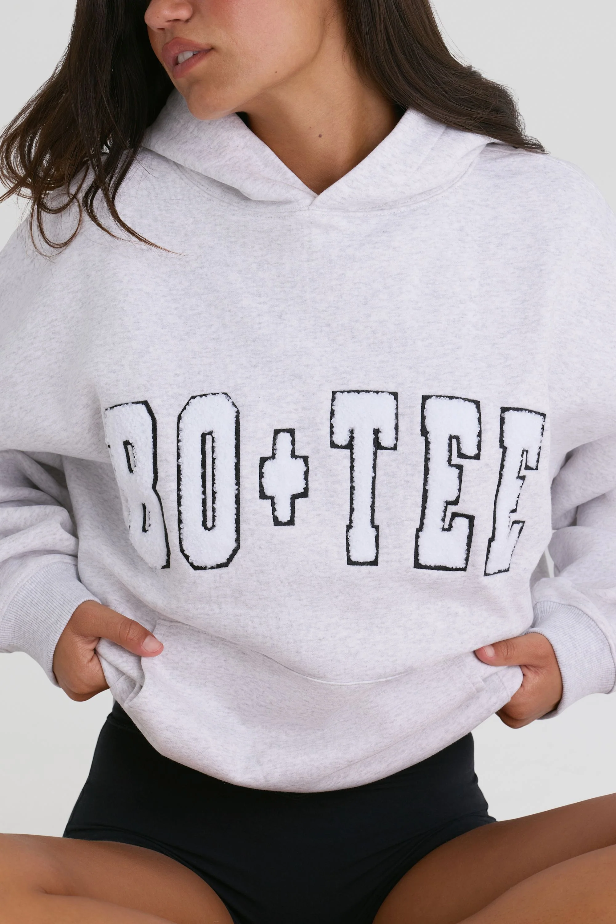 Soft Cotton Jersey Oversized Hoodie in Heather Grey - Image 3