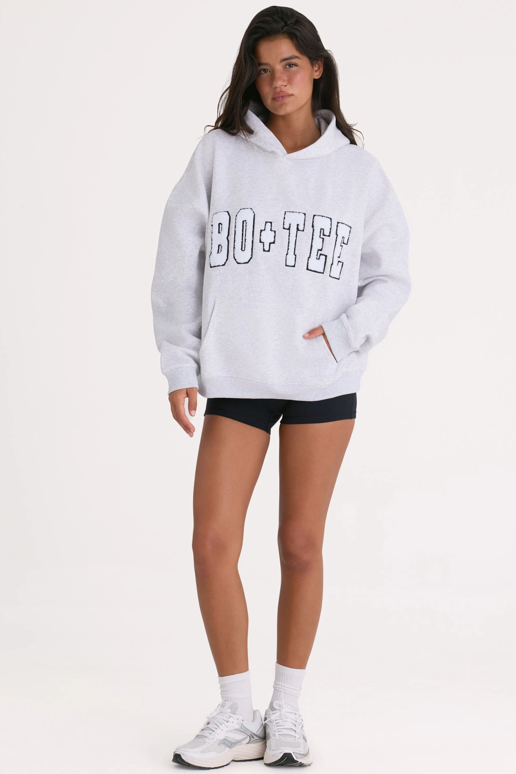 Soft Cotton Jersey Oversized Hoodie in Heather Grey - Image 4