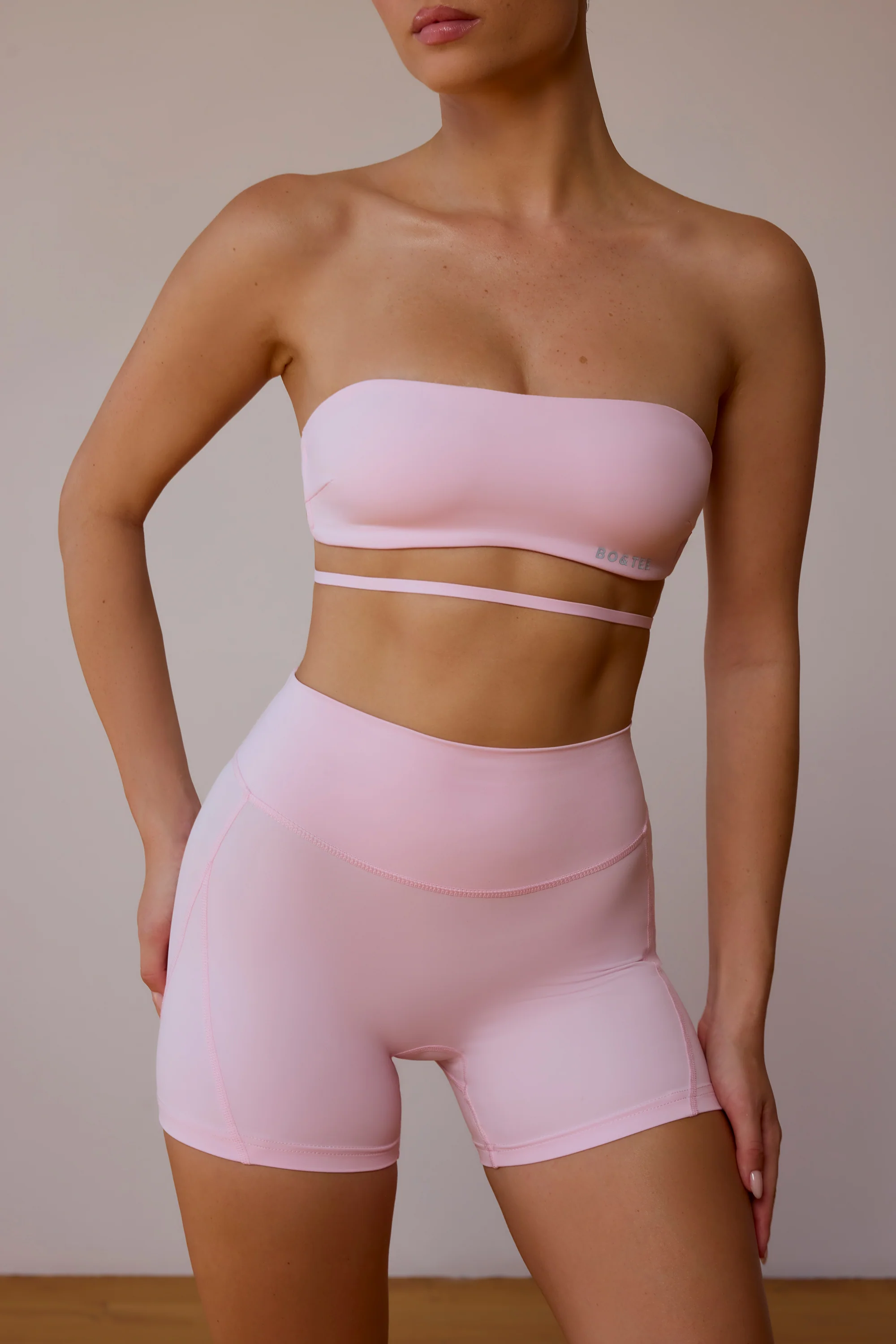 Cross-Back Bandeau Bra in Soft Pink - Image 4