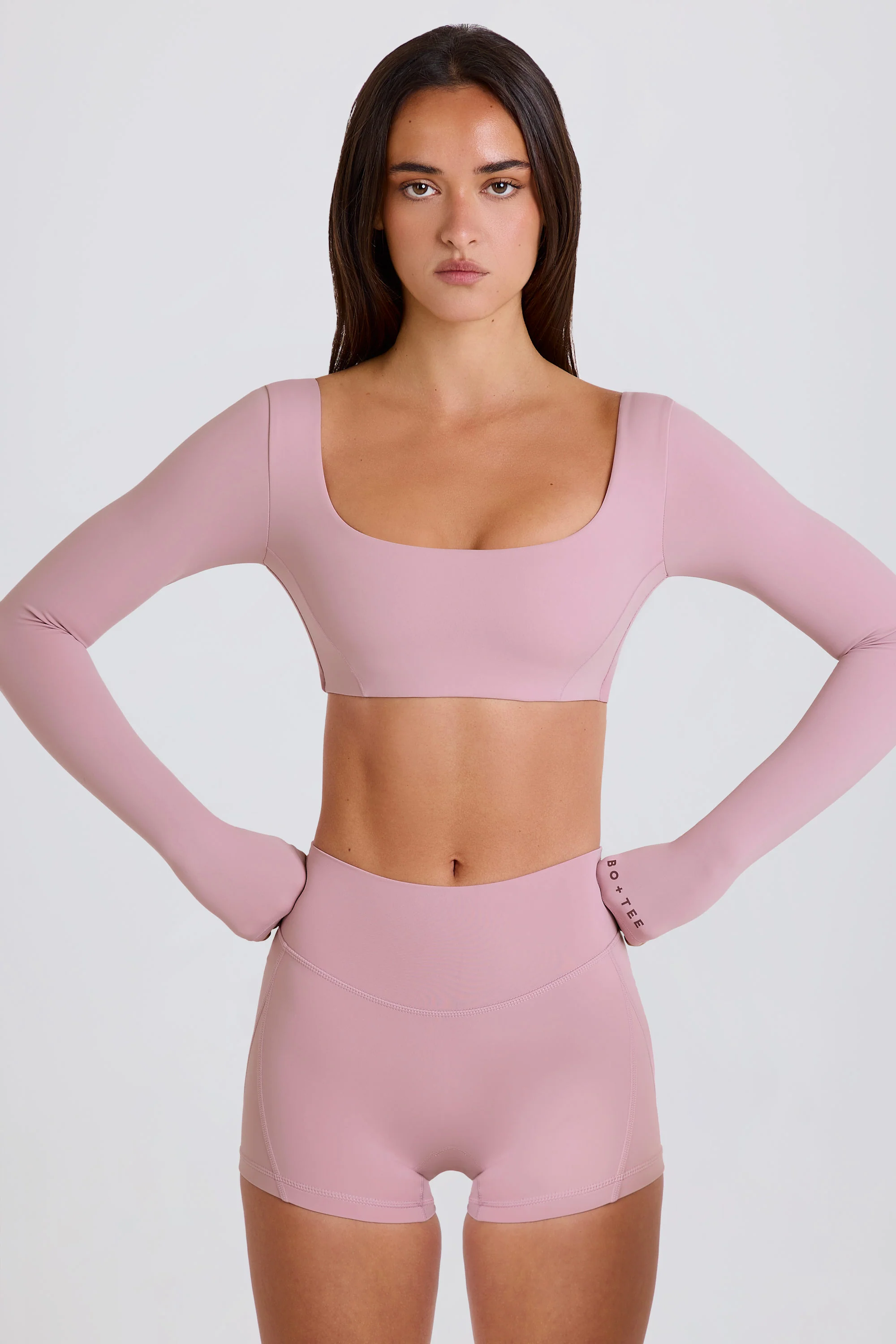 High-Waist Mini Shorts in Mauve - Image 2