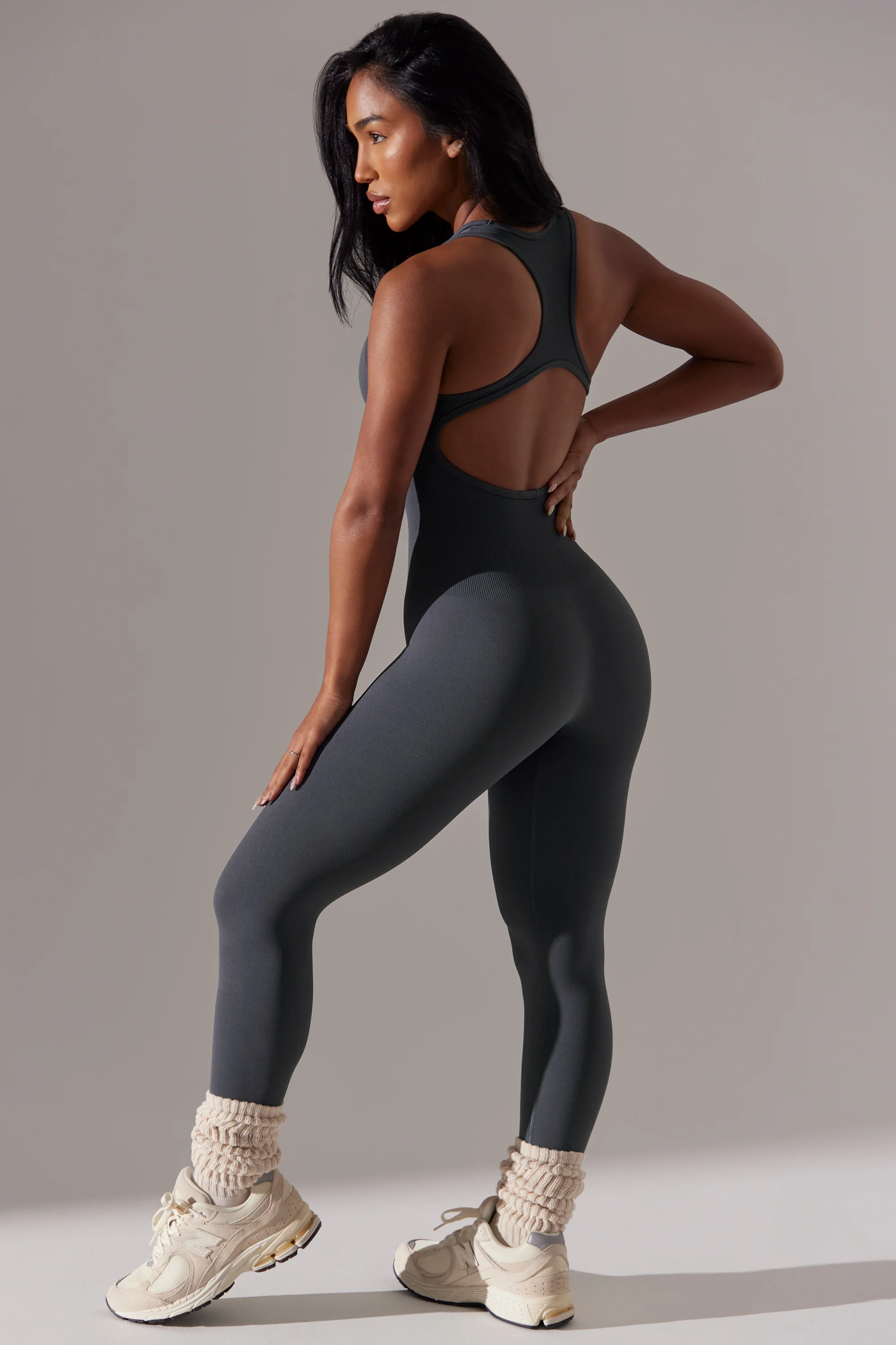 Full Length Cut-Out Jumpsuit in Grey - Image 7