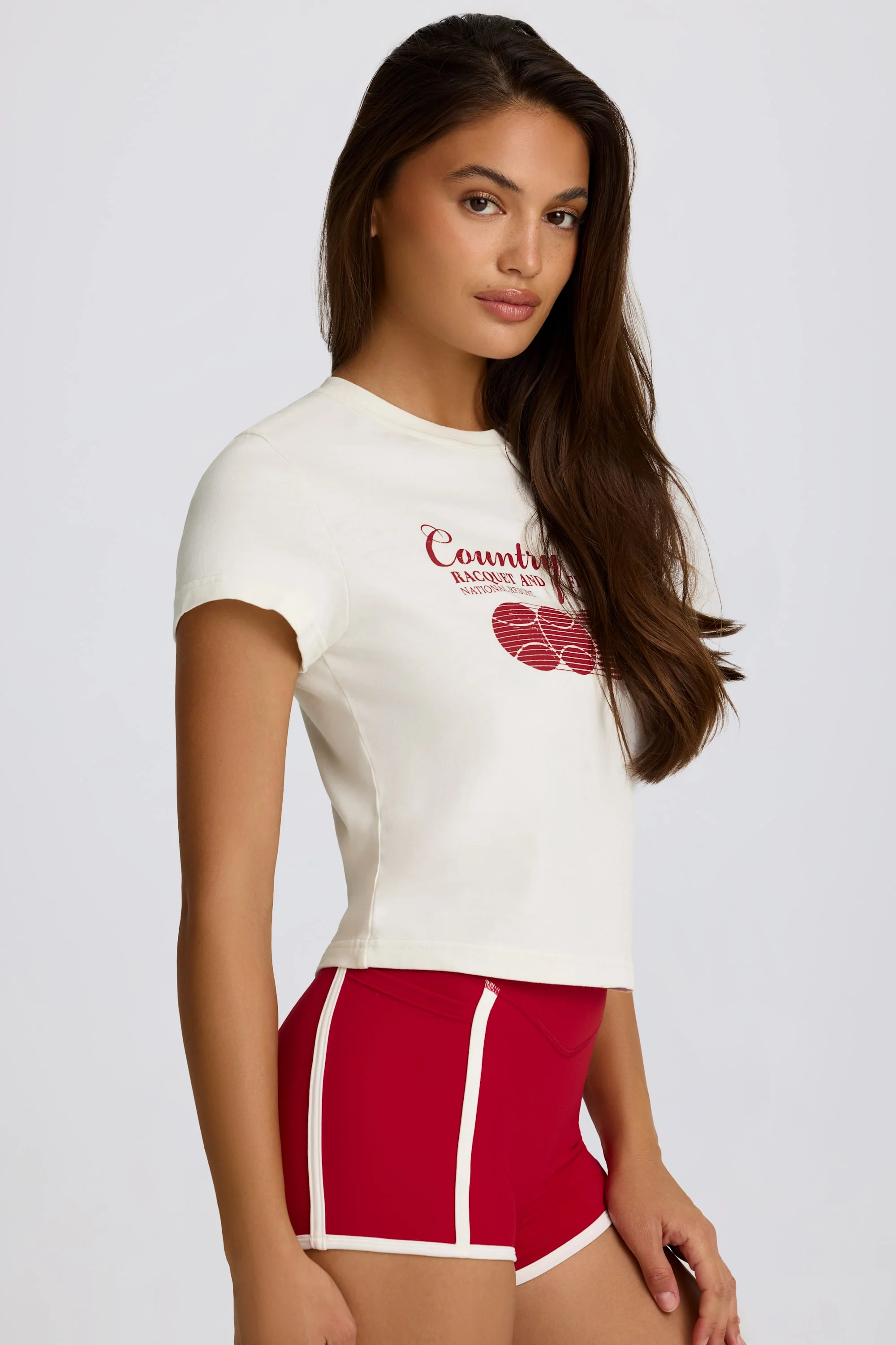 Cropped Graphic T-Shirt in Ivory - Image 3
