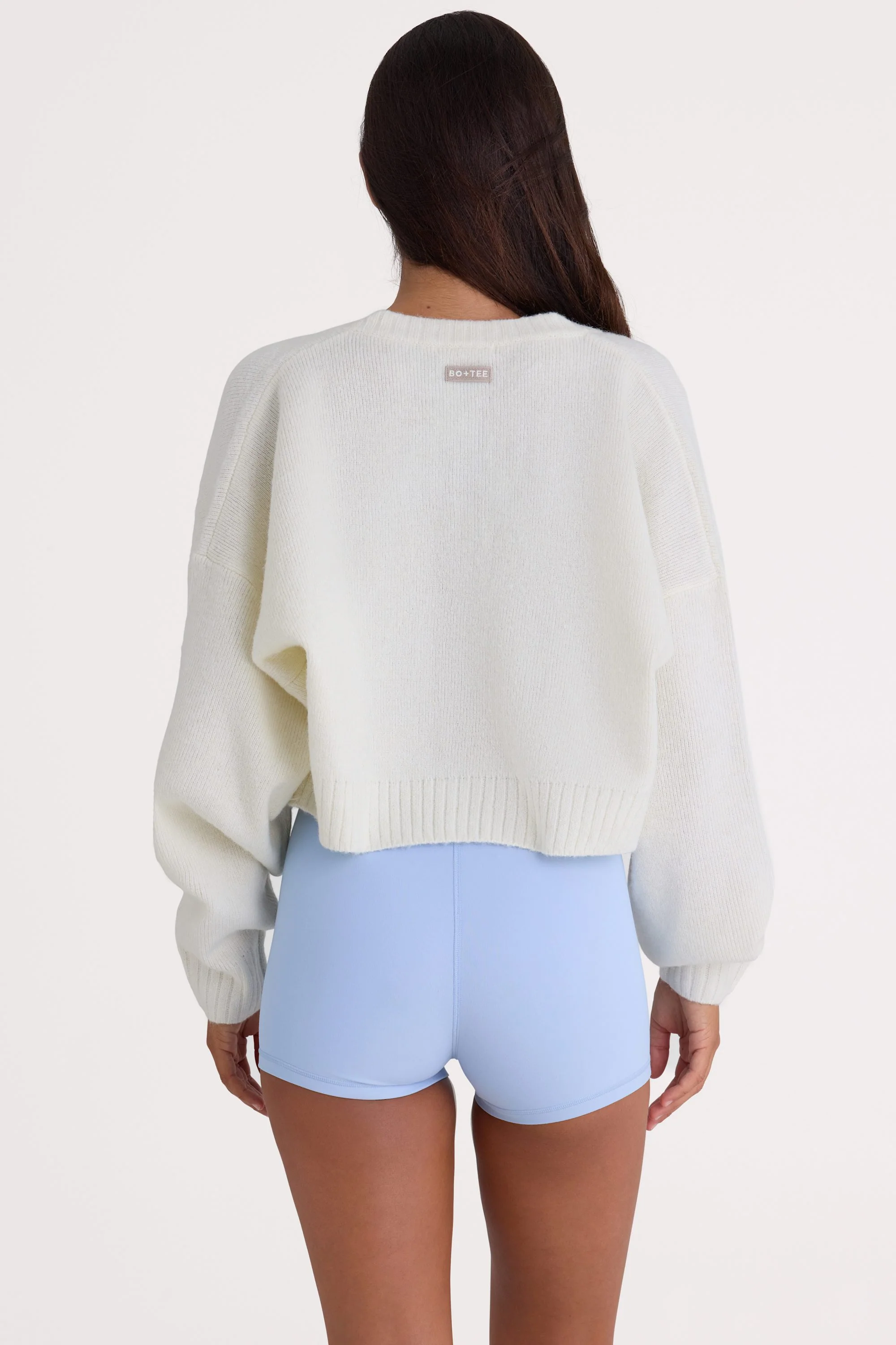 Knit Cropped Cardigan in Ivory - Image 2