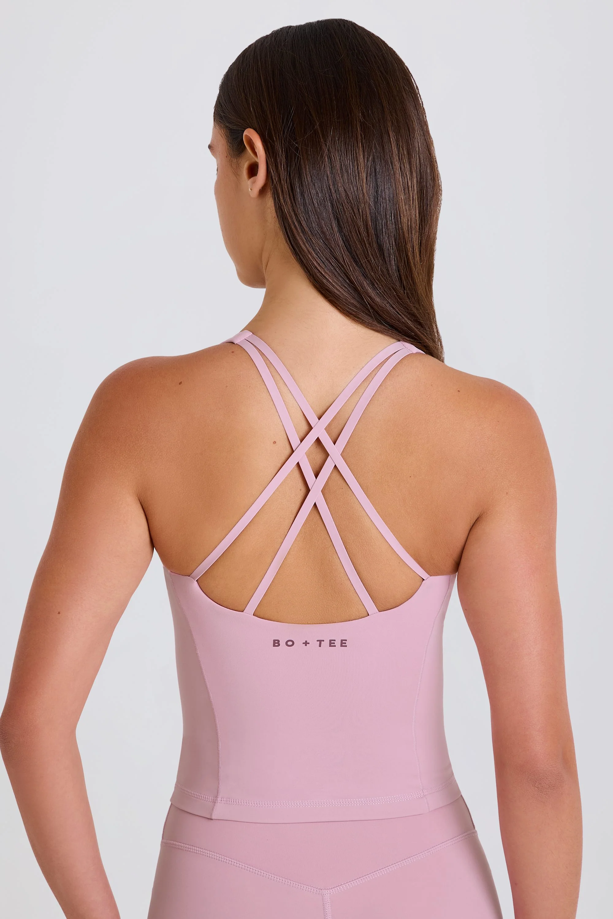 Crossback Longline Tank Top in Mauve - Image 4