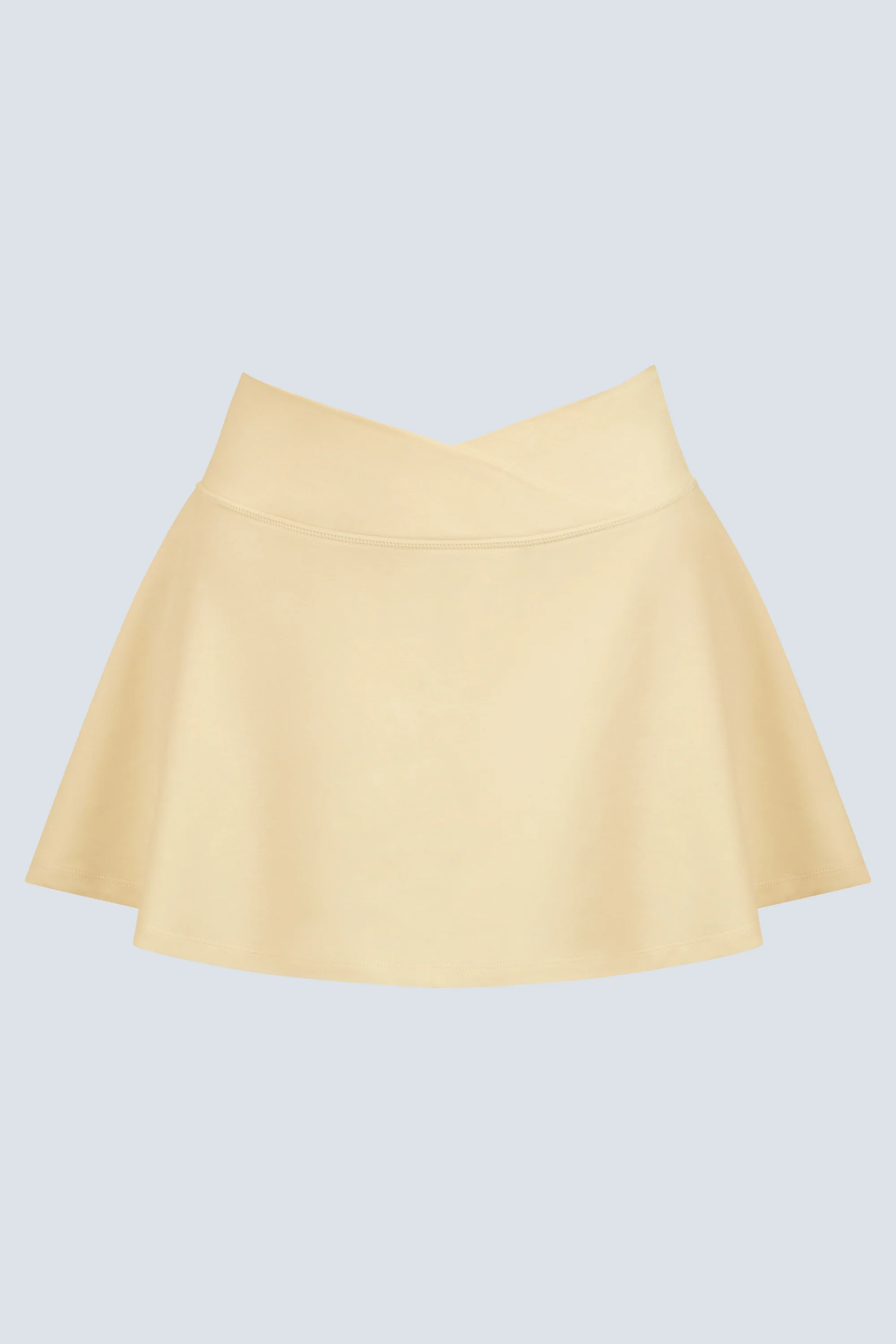 Brushed Jersey Crossover Mini Skort in Lemon Marl - Image 5