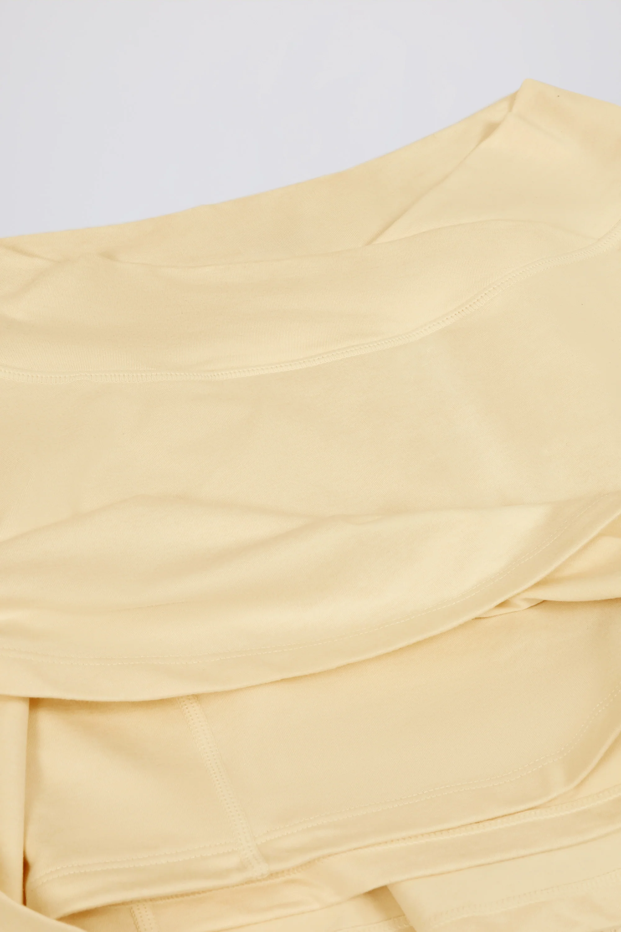 Brushed Jersey Crossover Mini Skort in Lemon Marl - Image 7