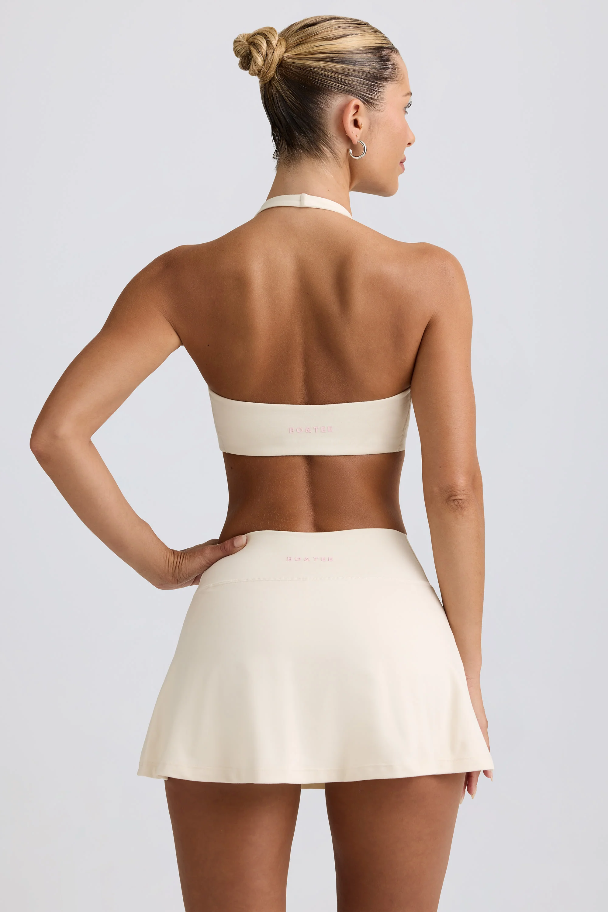 Brushed Jersey Crossover Mini Skort in Vanilla - Image 2