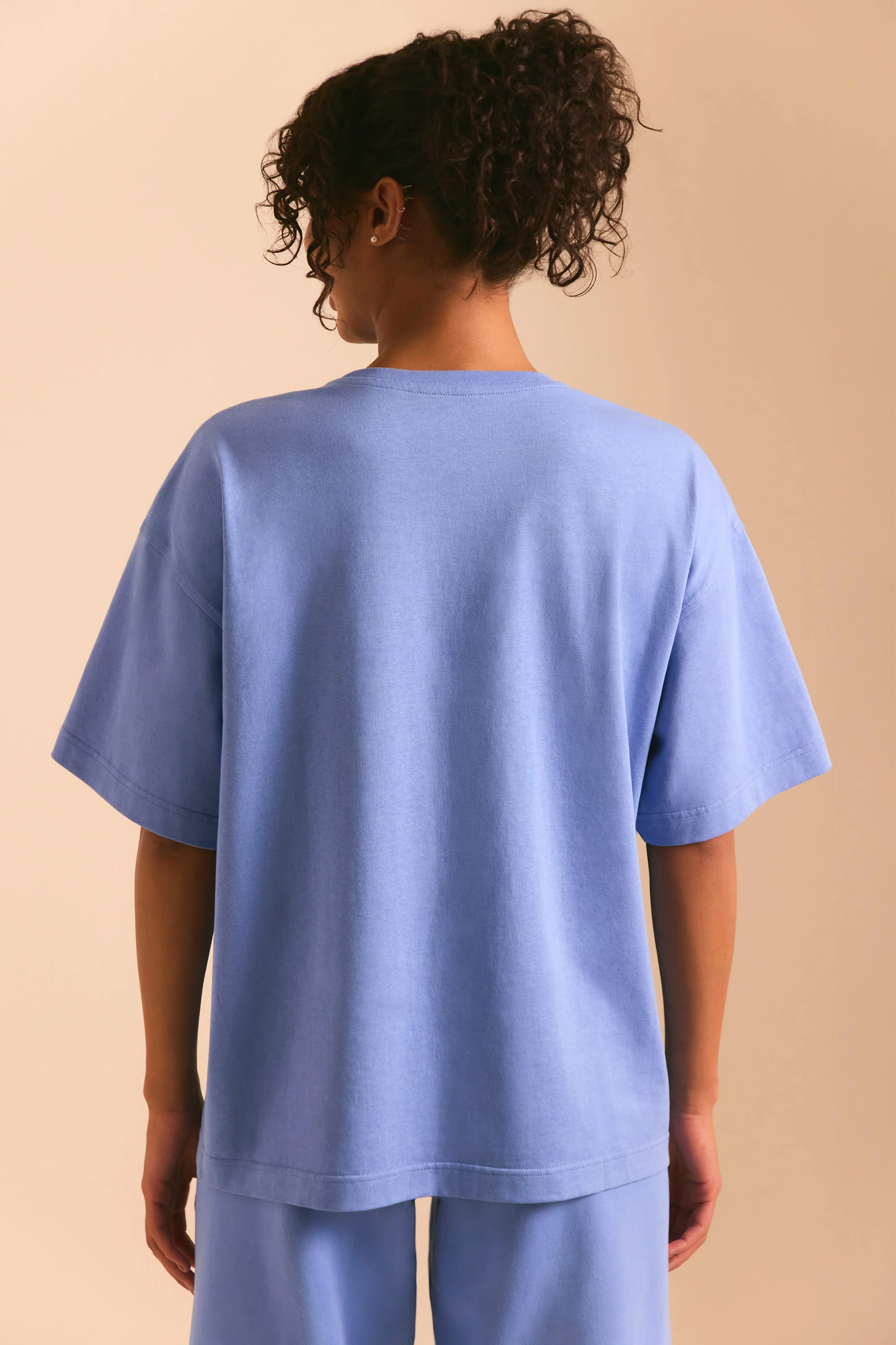 Ease - Oversized Short Sleeve T-Shirt in Cerulean Blue - Image 3