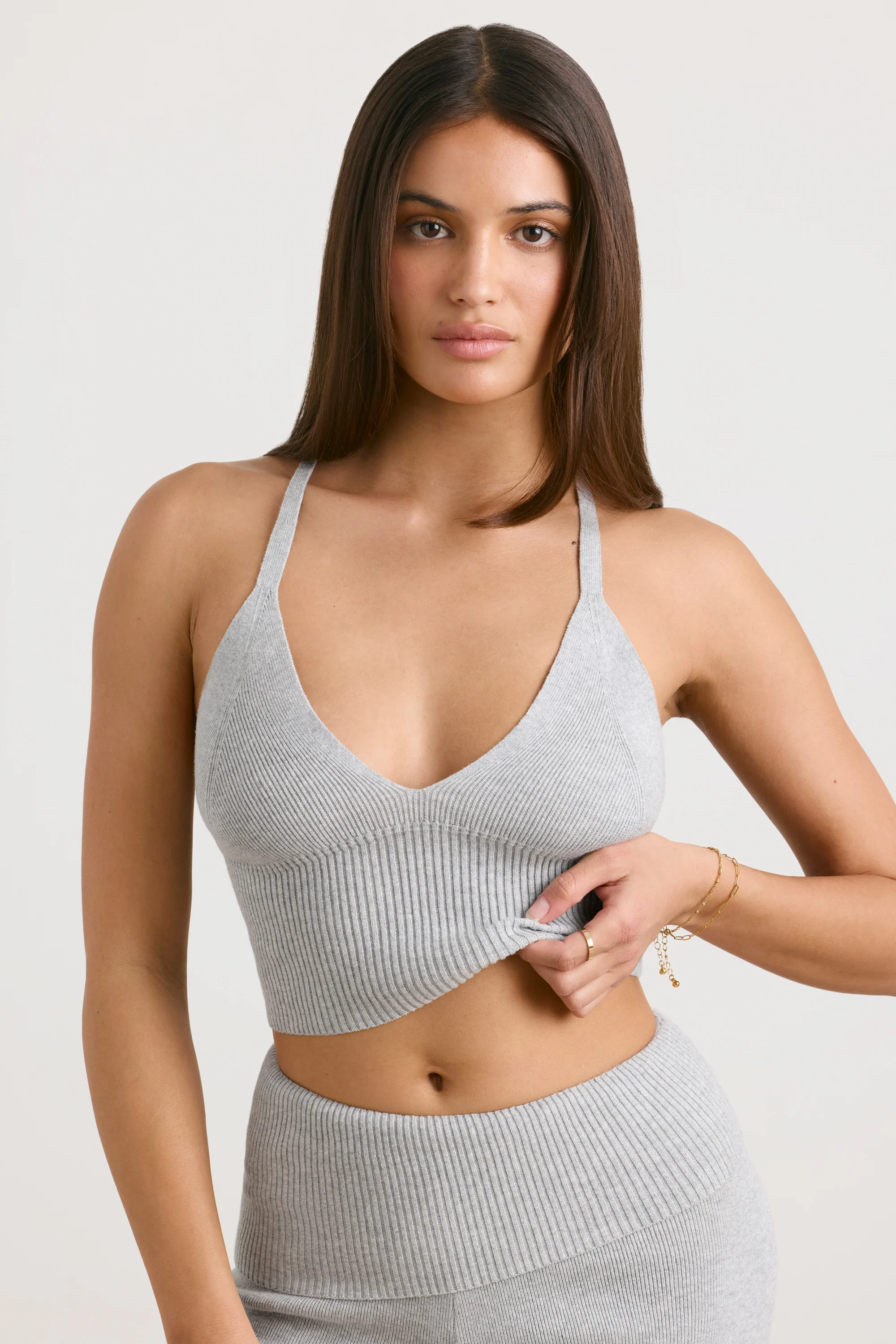 Chunky Knit Tank Top in Grey Marl - Image 6