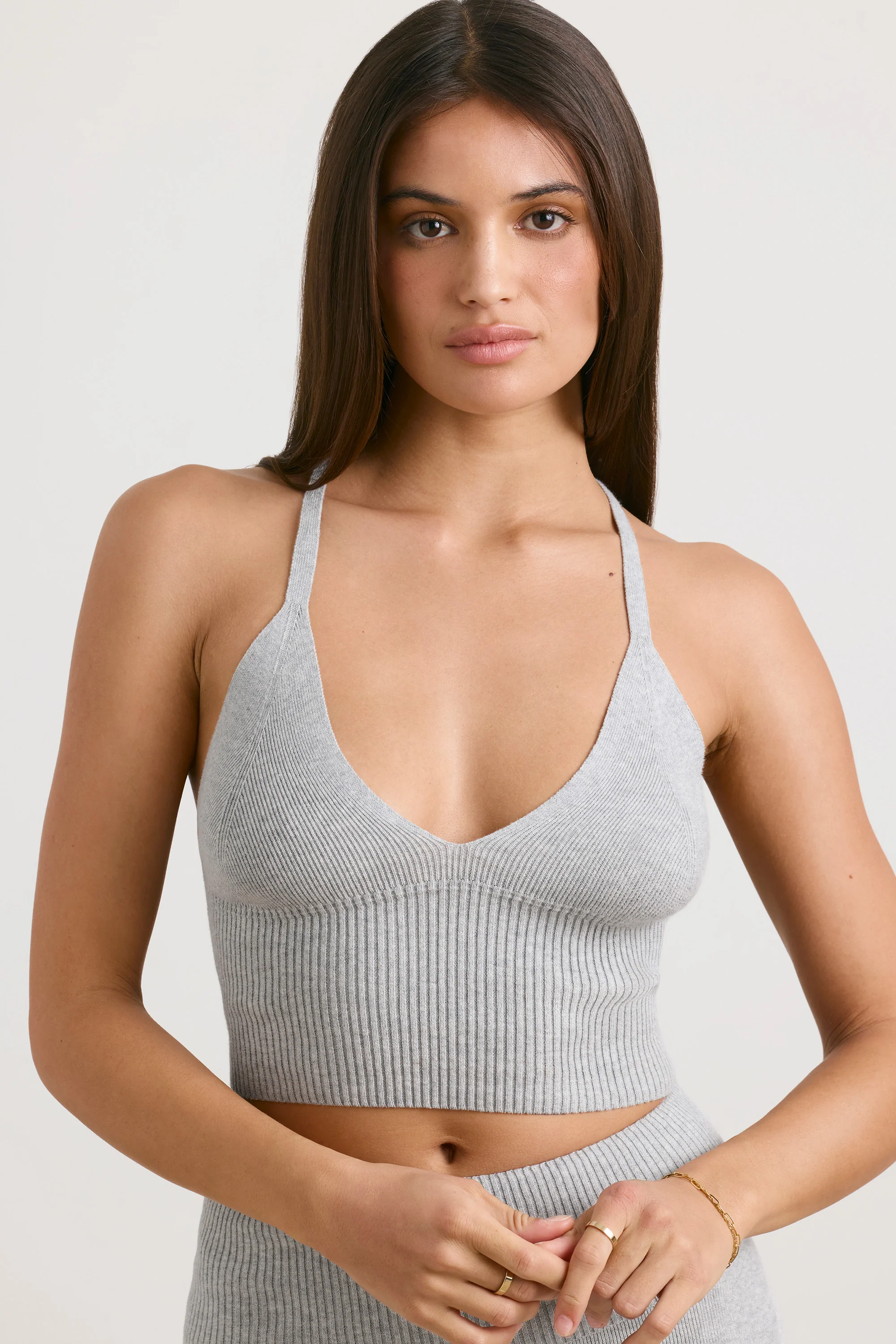 Chunky Knit Tank Top in Grey Marl - Image 8