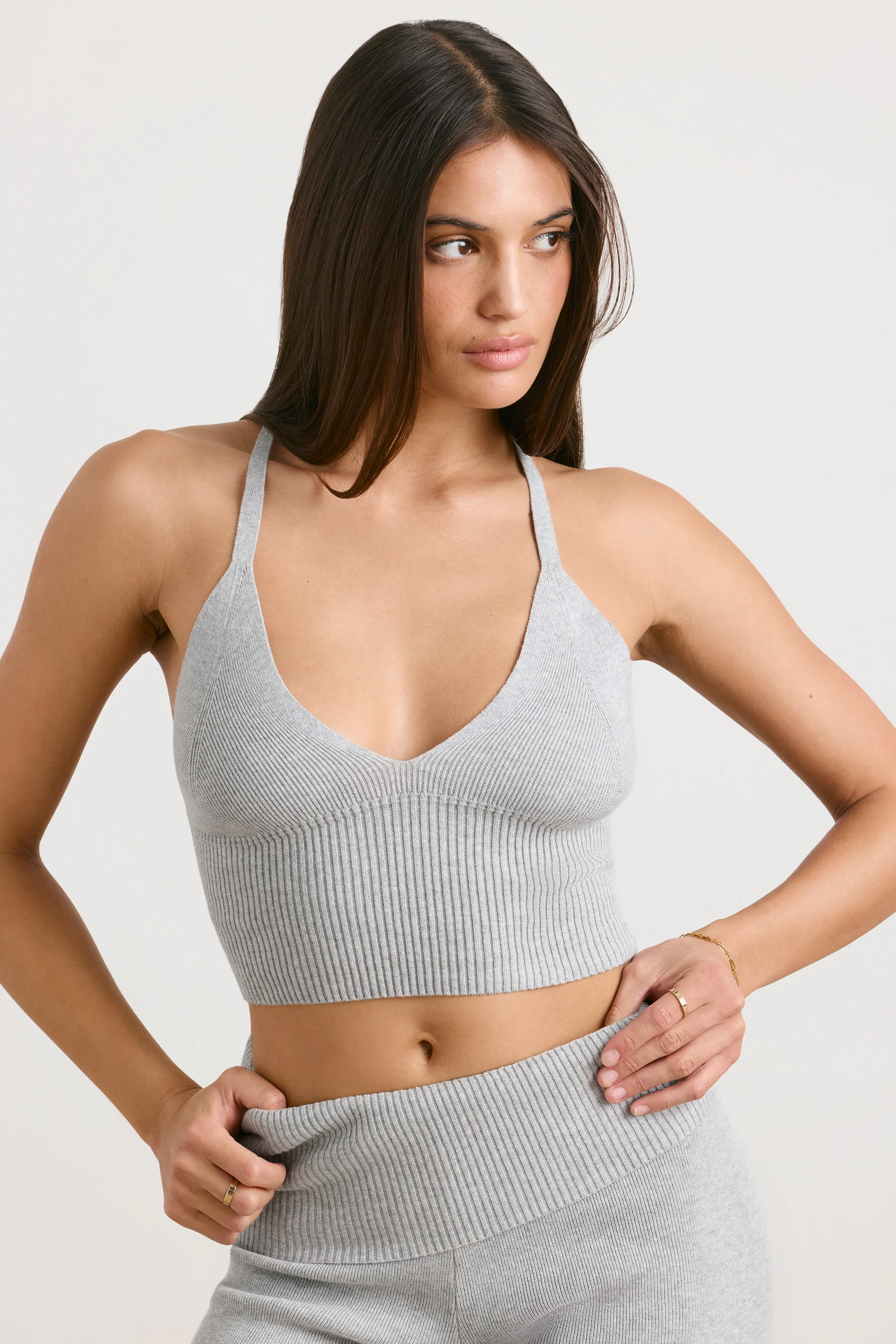 Chunky Knit Tank Top in Grey Marl - Image 9