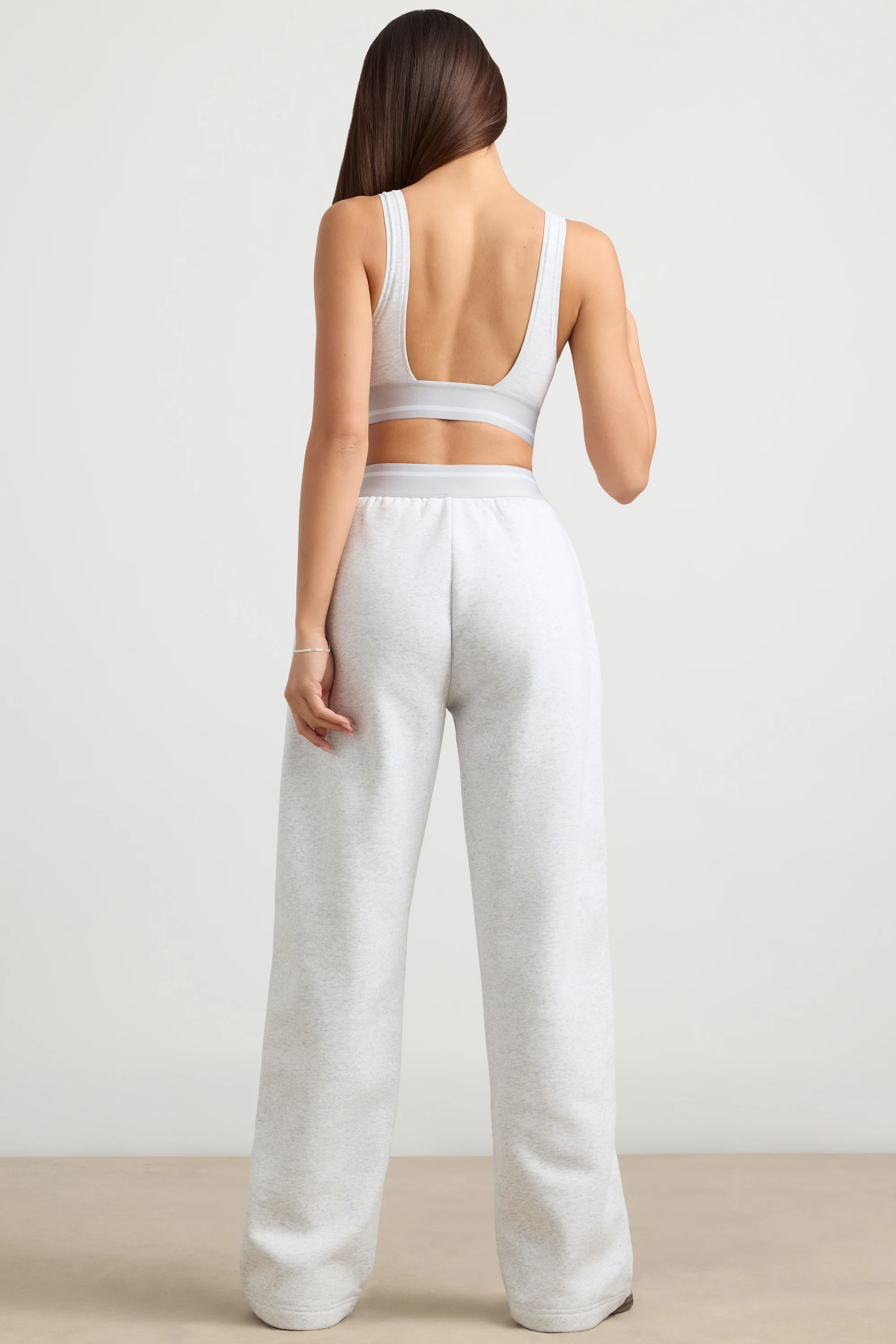 Fluid - Petite High-Waist Straight-Leg Joggers in Grey Marl - Image 3