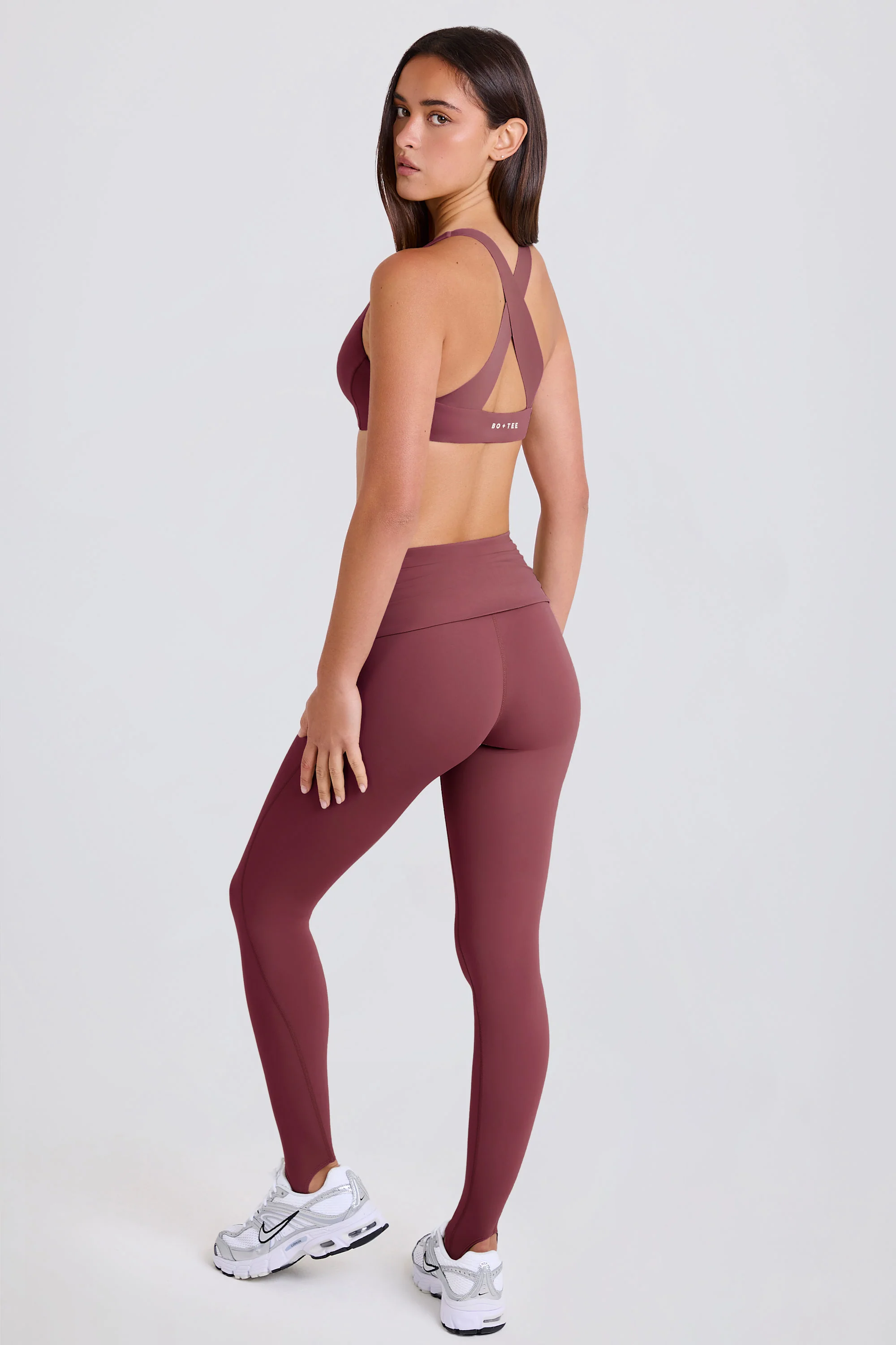 Foldover Mid-Rise Stirrup Leggings in Acai - Image 2