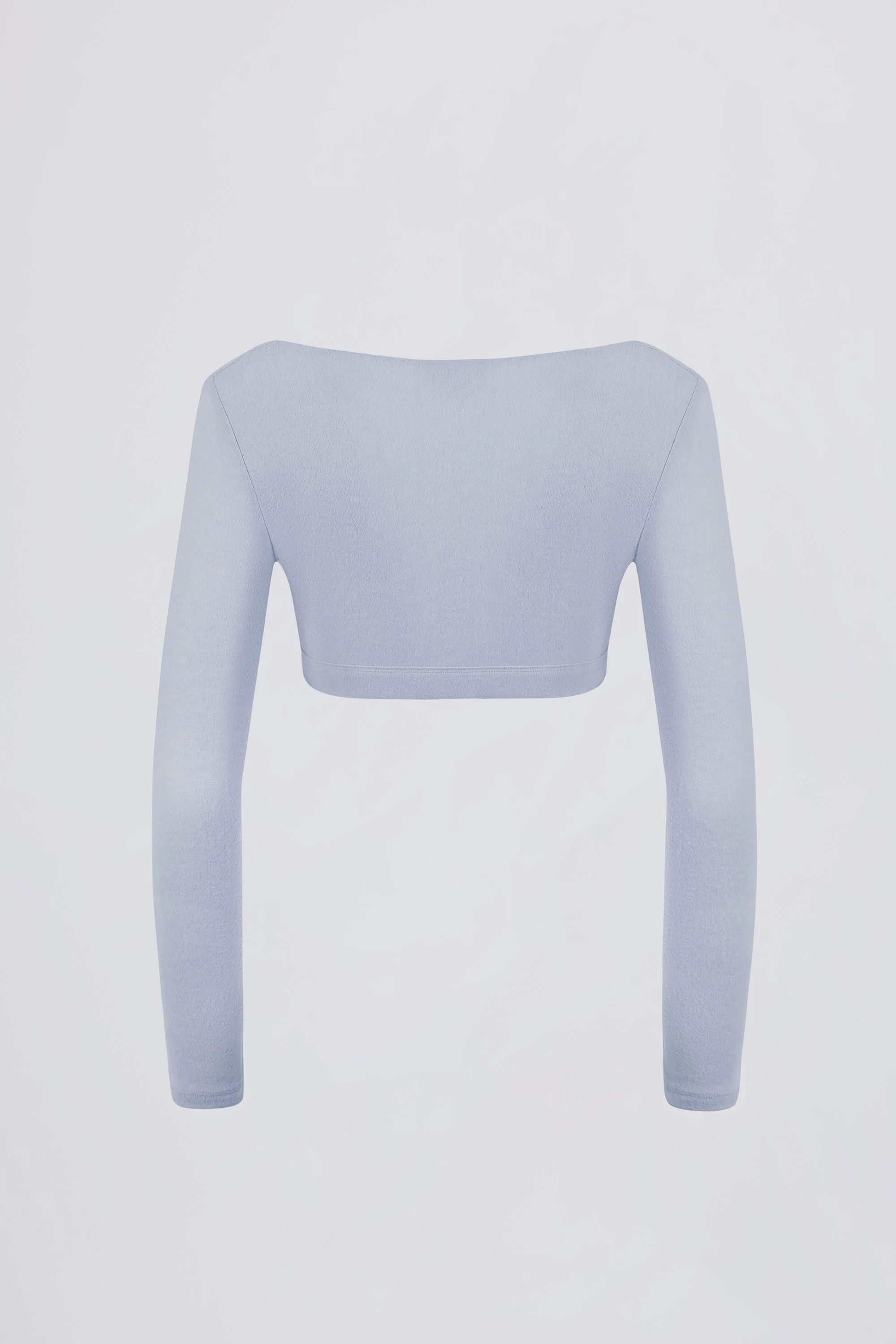 Brushed Jersey V-Neck Crop Top in Soft Blue - Image 3