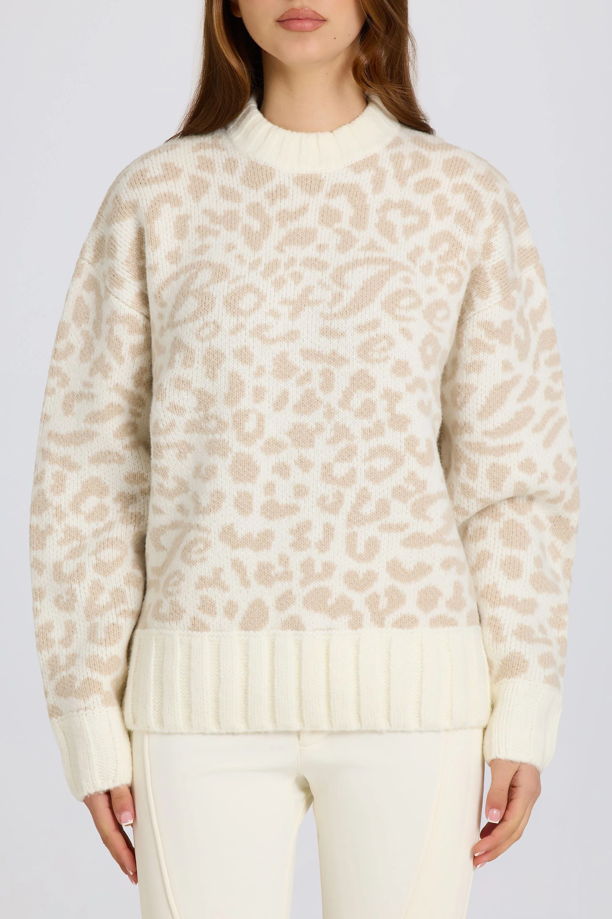 Jacquard-Knit Oversized Jumper in Ice - Image 3
