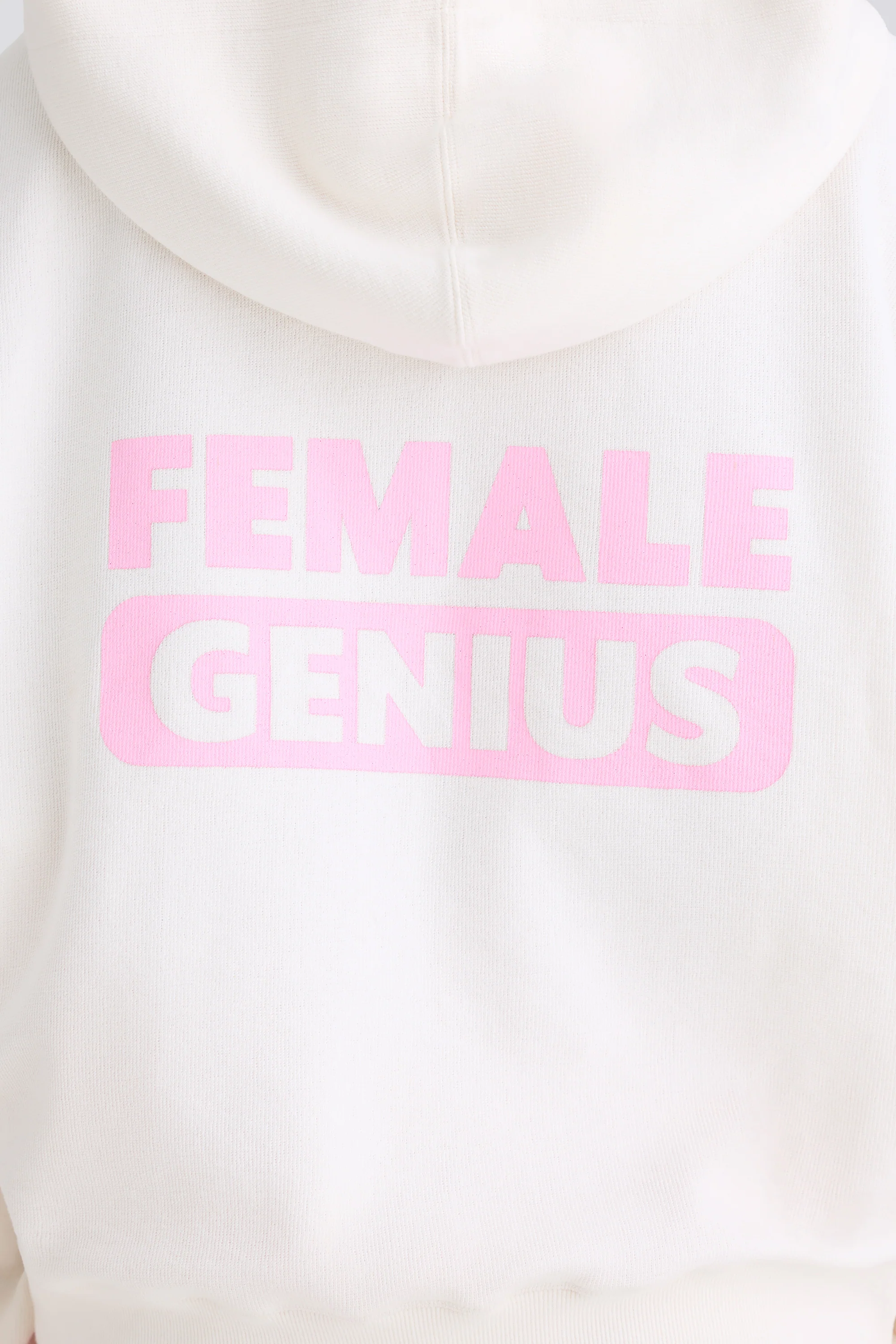 Textured Cotton Jersey Graphic Print Hoodie in White - Image 4