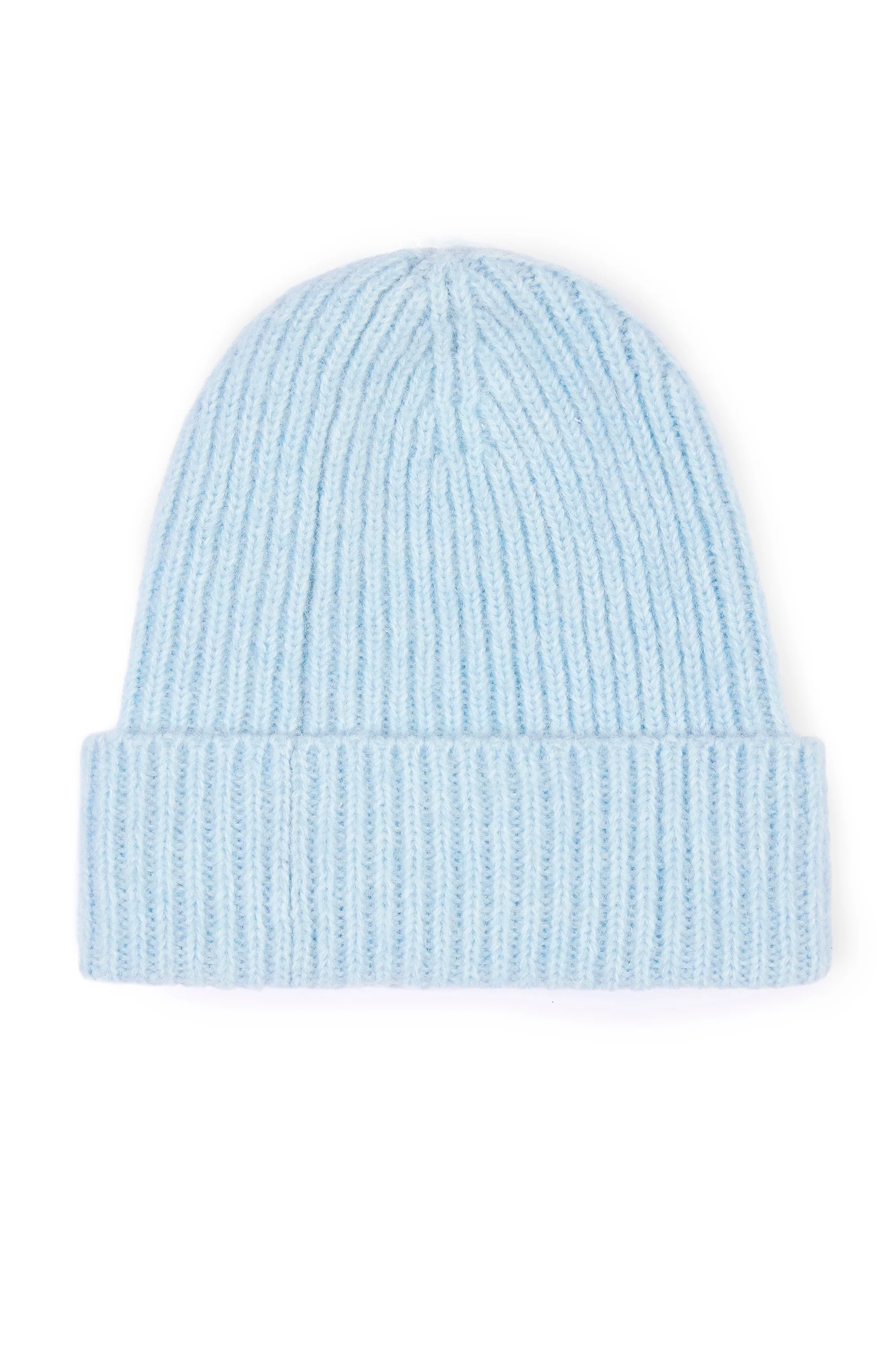 Ribbed Knit Beanie Hat in Powder Blue - Image 2