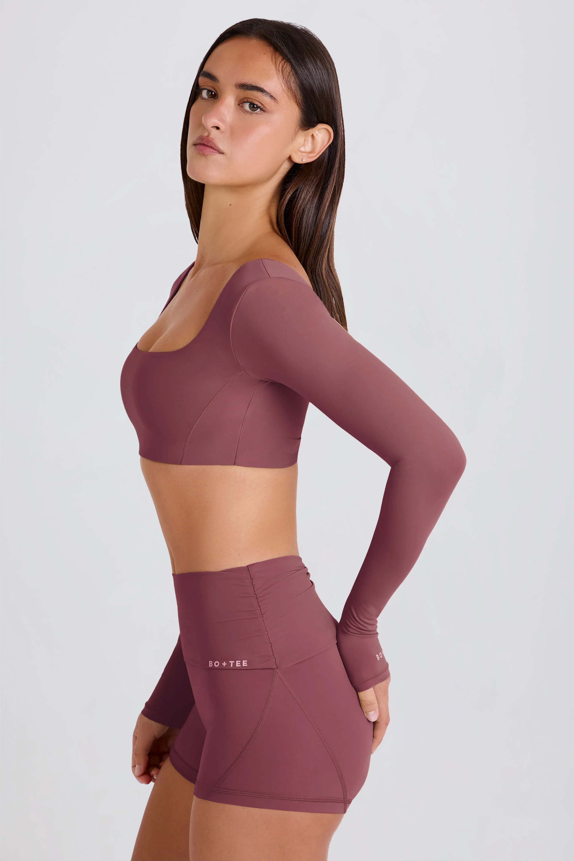 Long-Sleeve Crop Top in Acai - Image 3