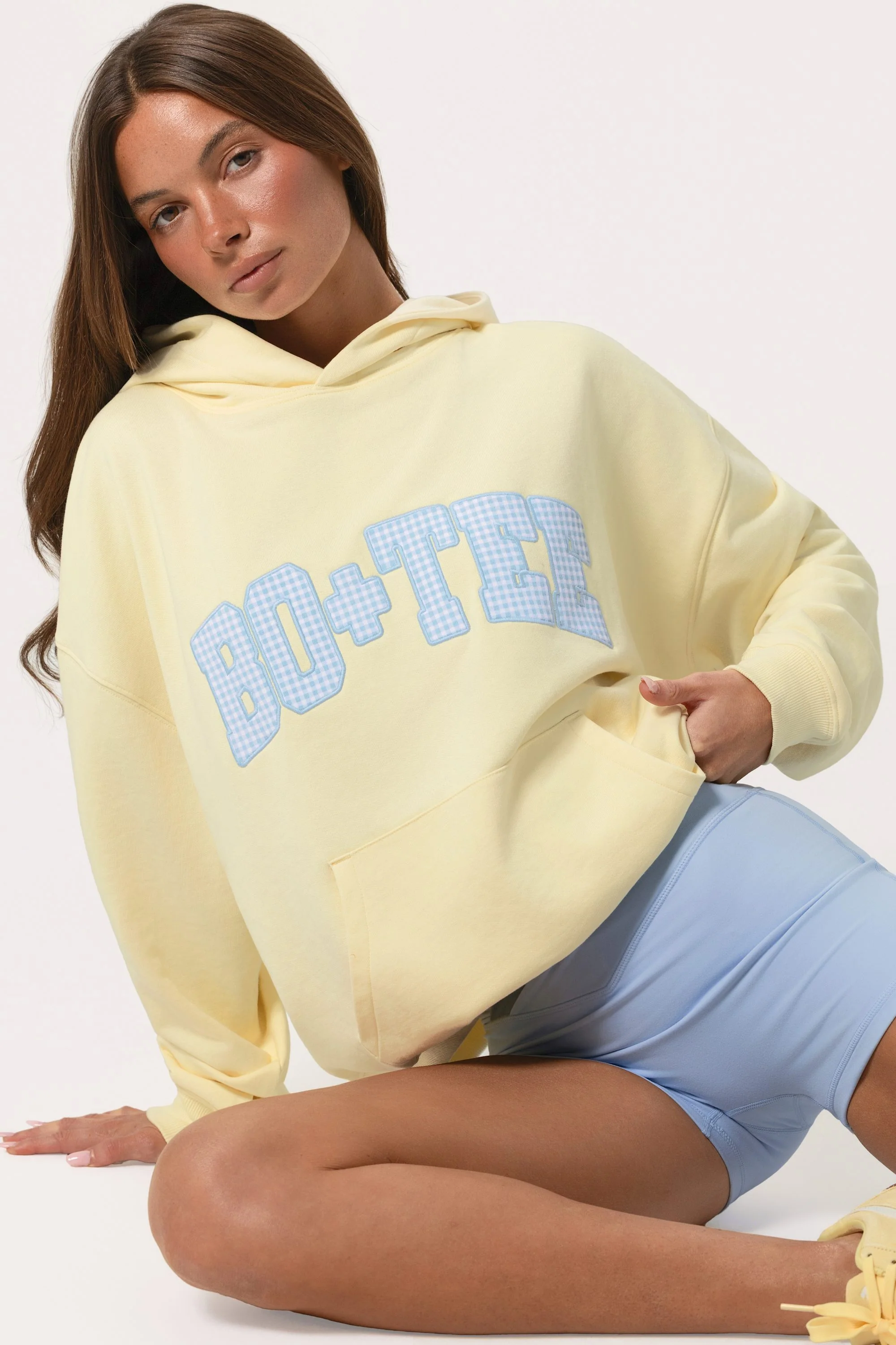 Oversized Applique Hoodie in Lemon - Image 4