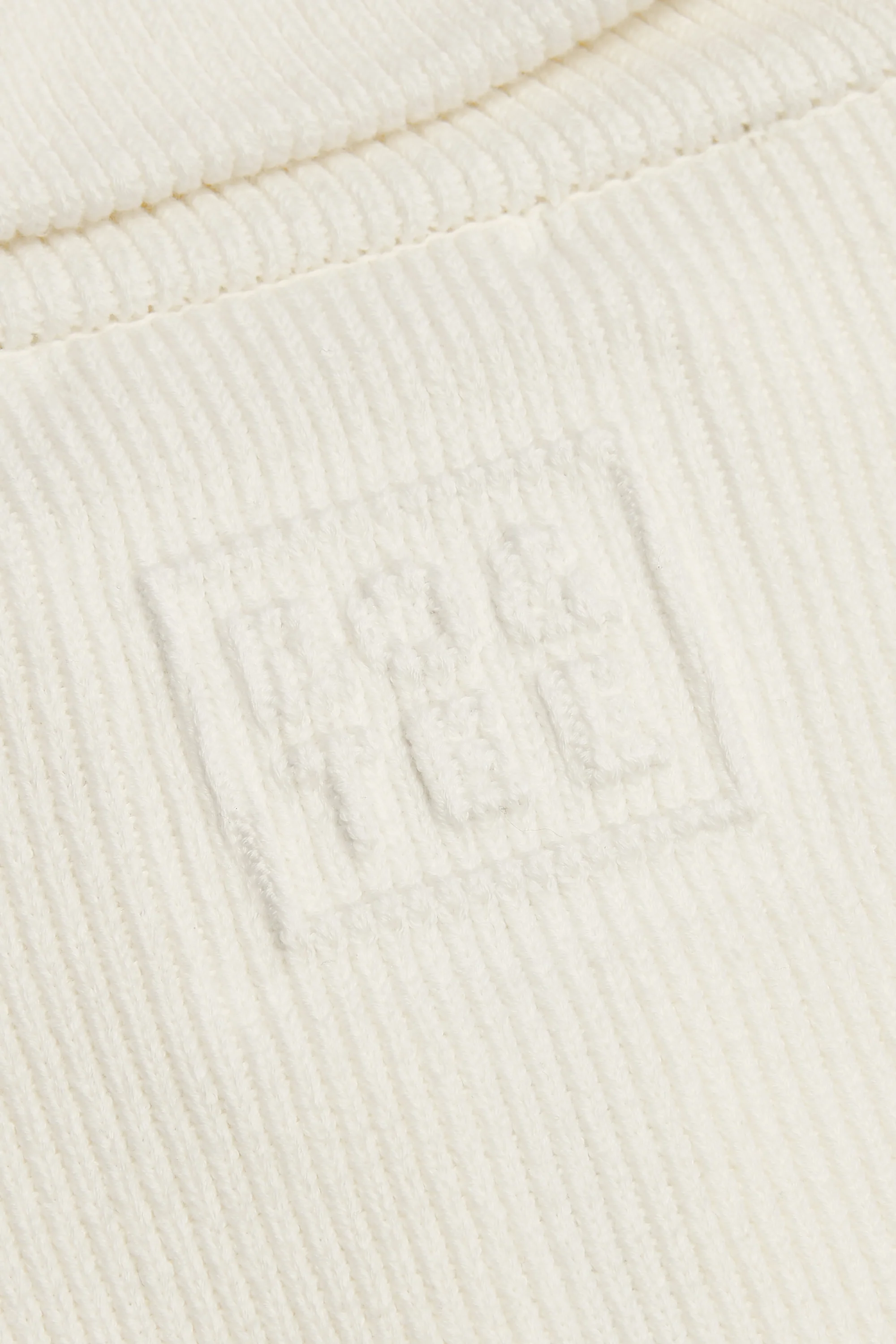 Ribbed Knit Zip-Up Cropped Sweatshirt in Ivory - Image 5