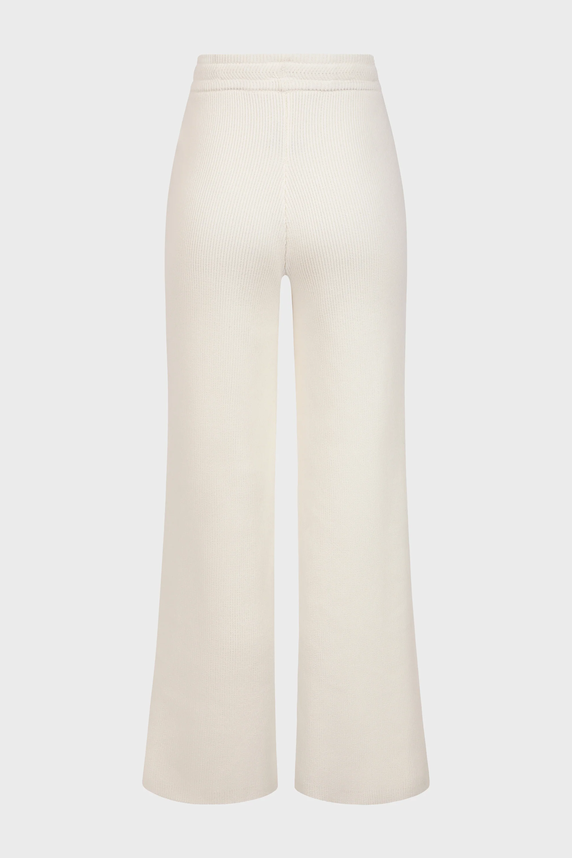 Ribbed Knit Wide-Leg Joggers in Ivory - Image 4