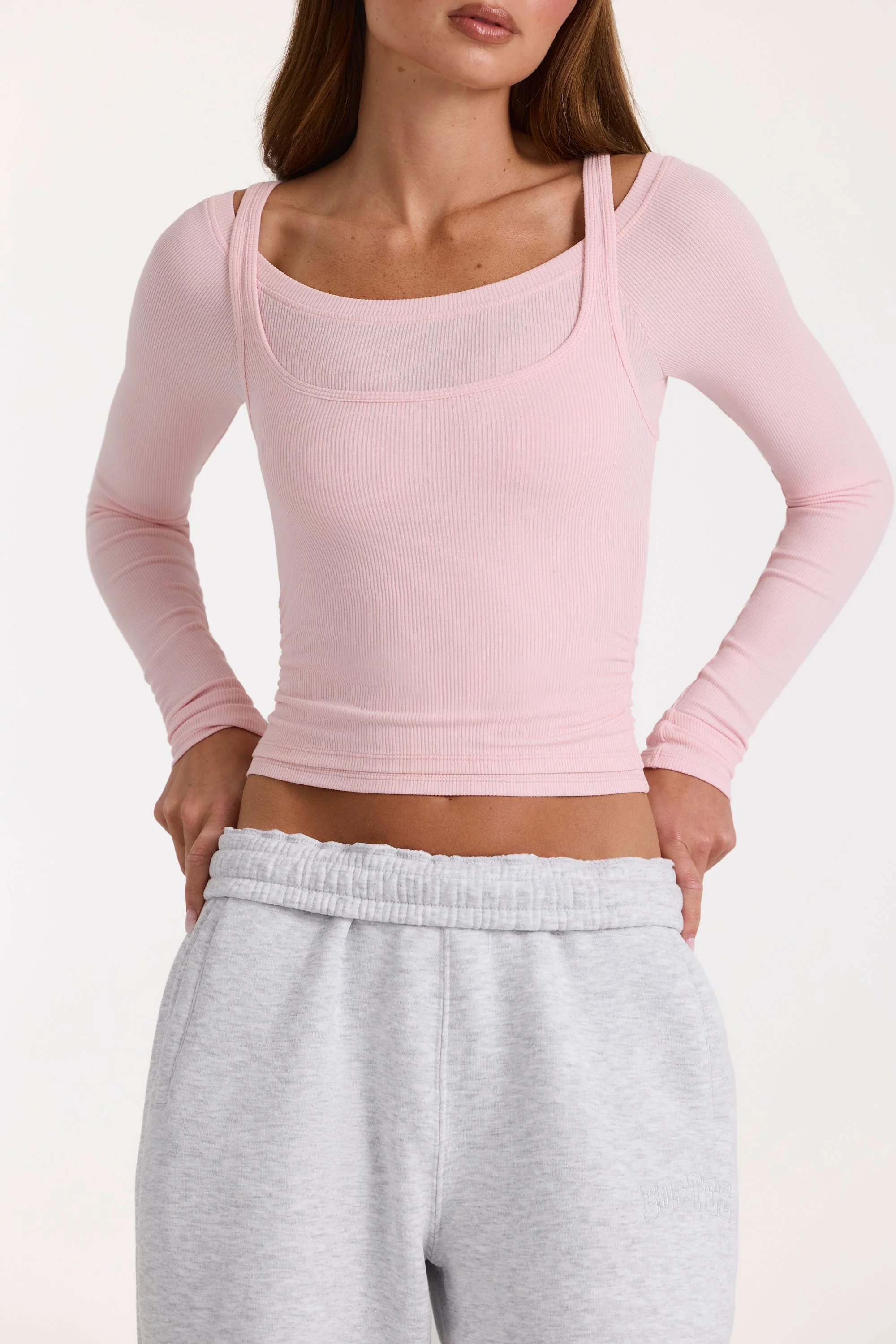 Modal Layered Top  in Blush Marl - Image 4