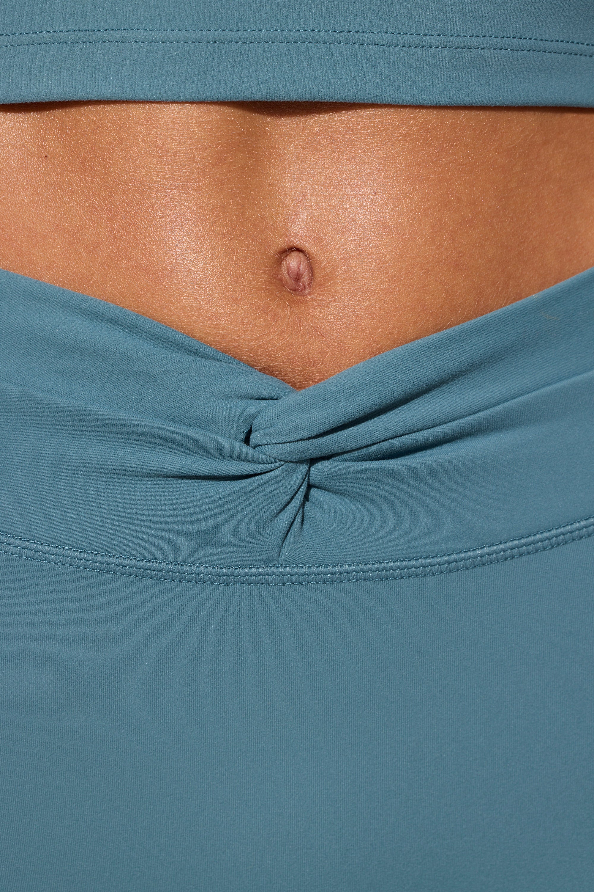 Twist Waist Mini Shorts with Pockets in Stone Blue - Image 5
