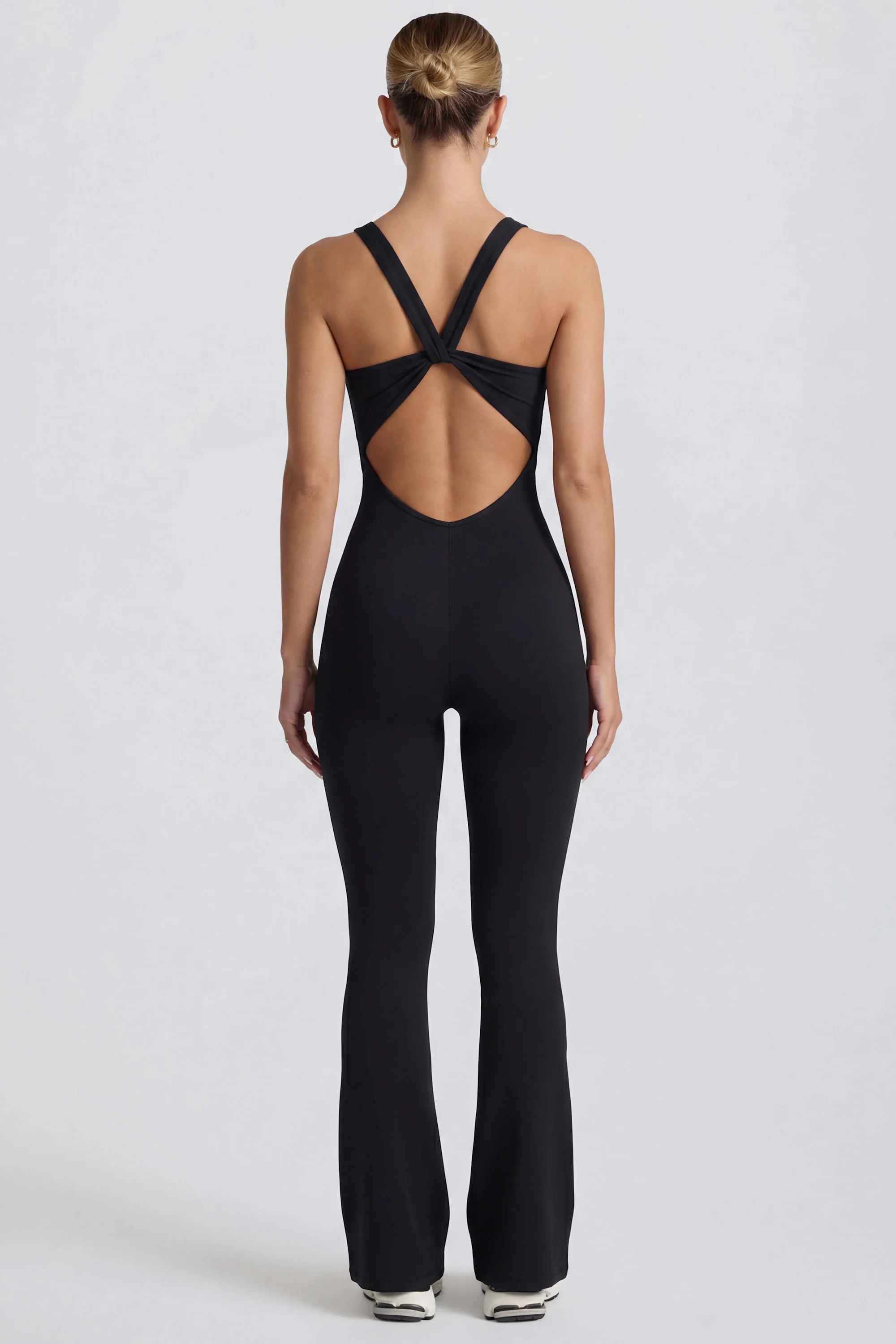 Soft Active Cut Out Back Jumpsuit in Black - Image 2
