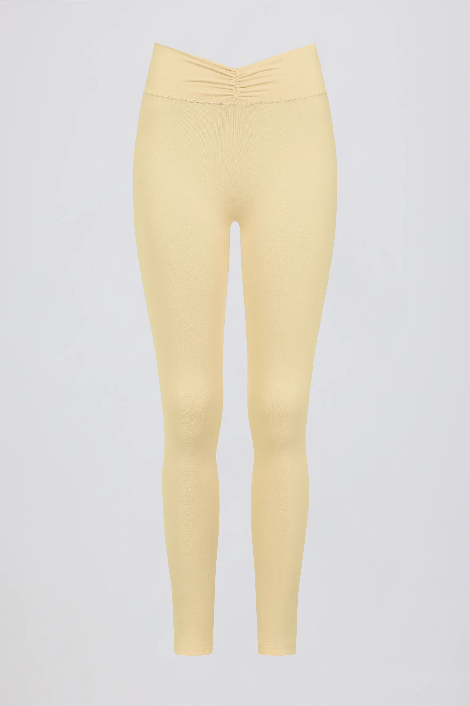 Brushed Jersey Ruched Mid-Rise Leggings in Lemon Marl - Image 6