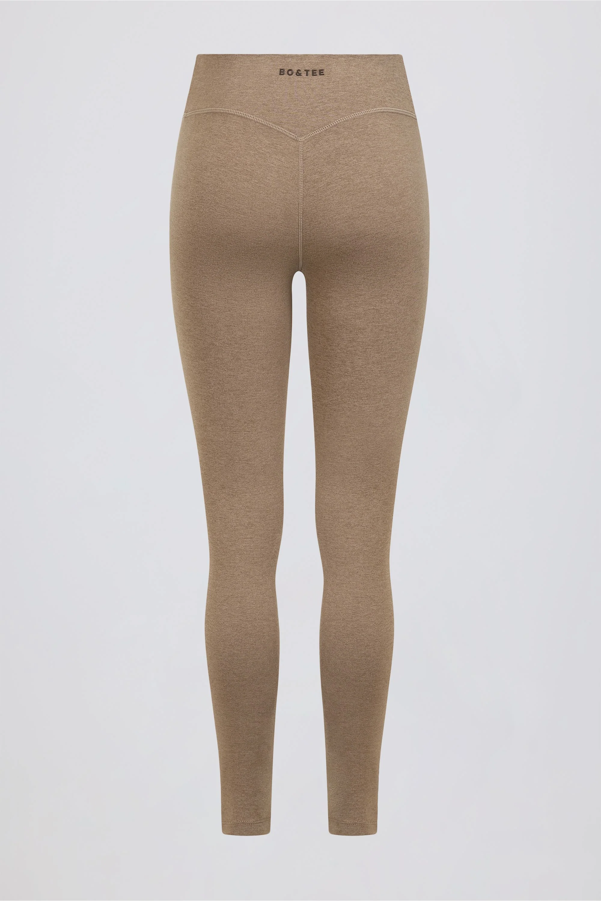 Brushed Jersey Ruched Mid-Rise Leggings in Mocha Marl - Image 6