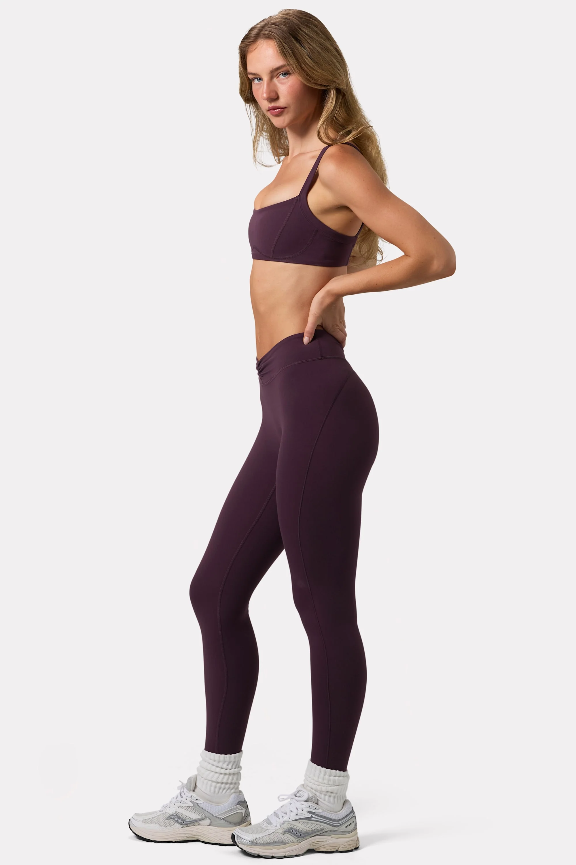 Soft Active Ruched Leggings in Plum - Image 3