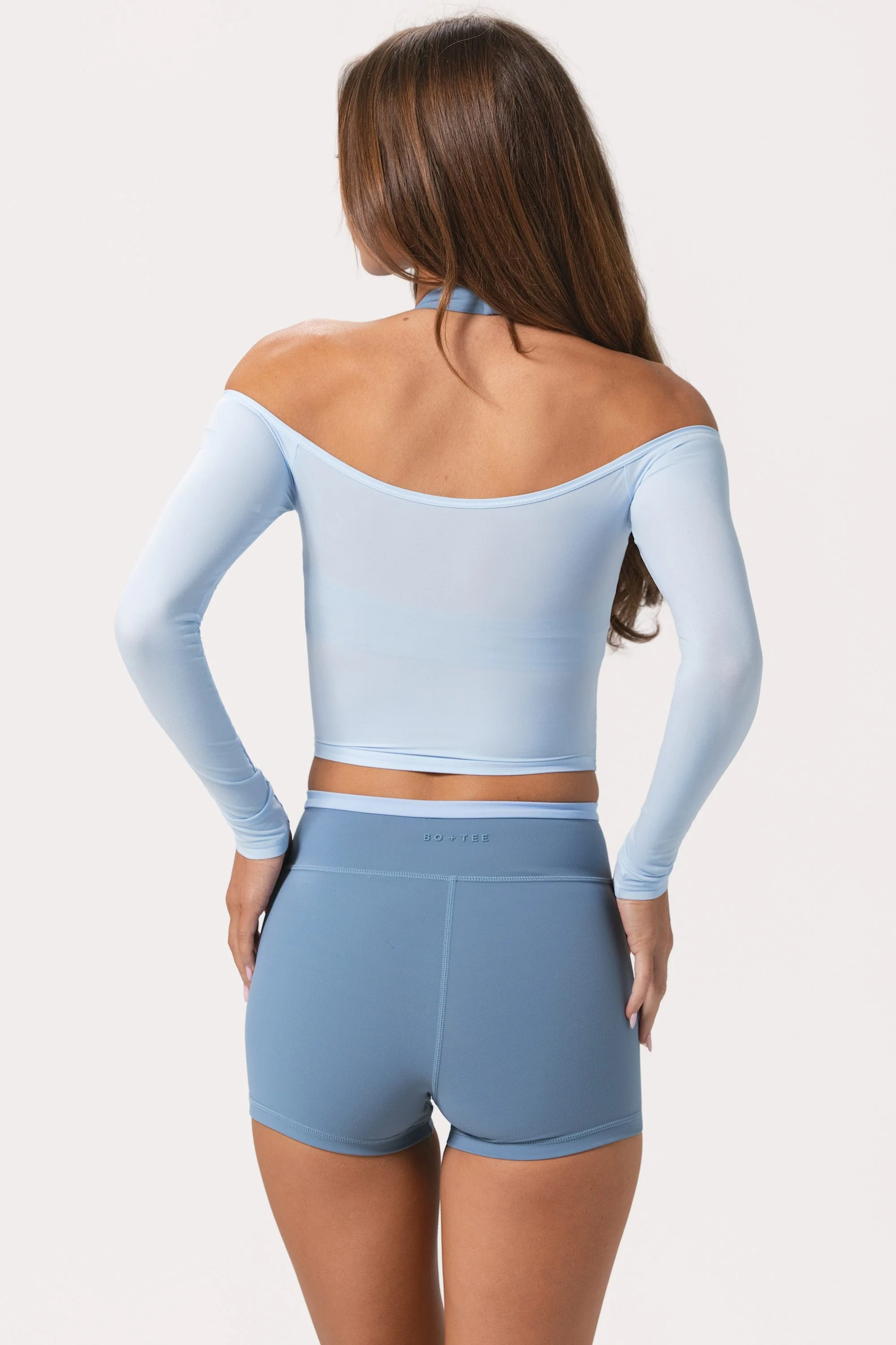 Soft Jersey Off-Shoulder Top in Powder Blue - Image 2