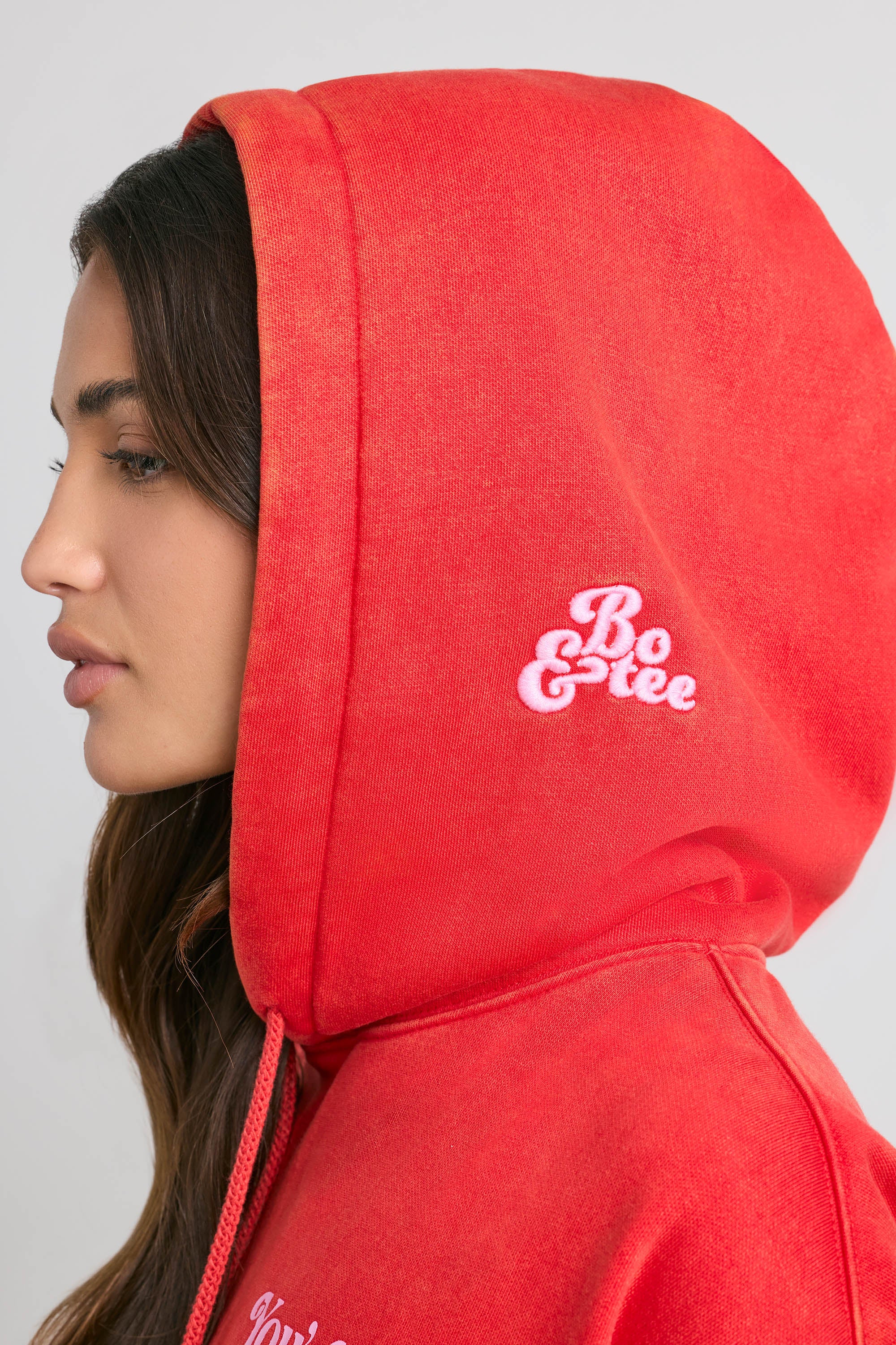 Soft Cotton Jersey Oversized Hoodie in Red - Image 6