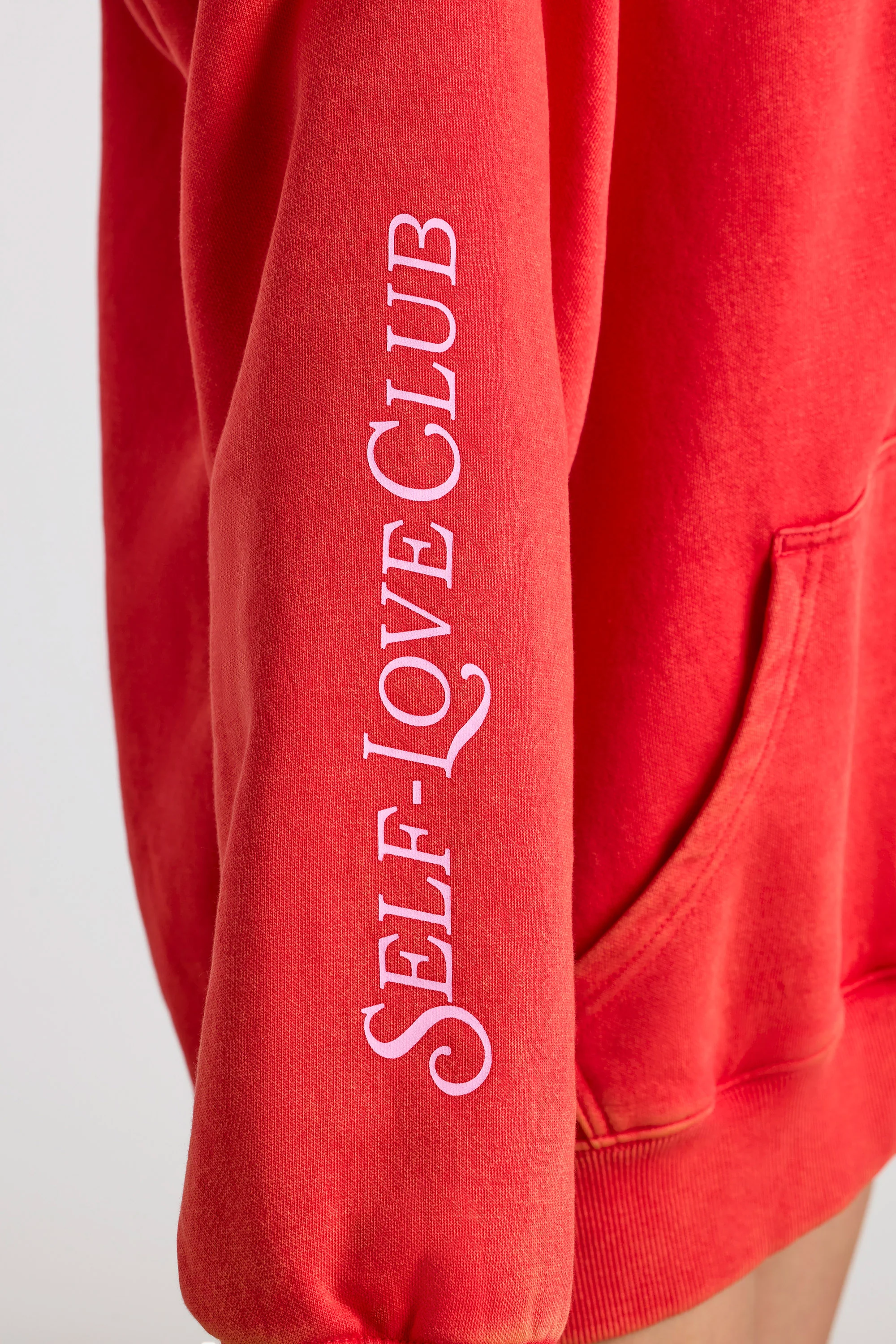 Soft Cotton Jersey Oversized Hoodie in Red - Image 7