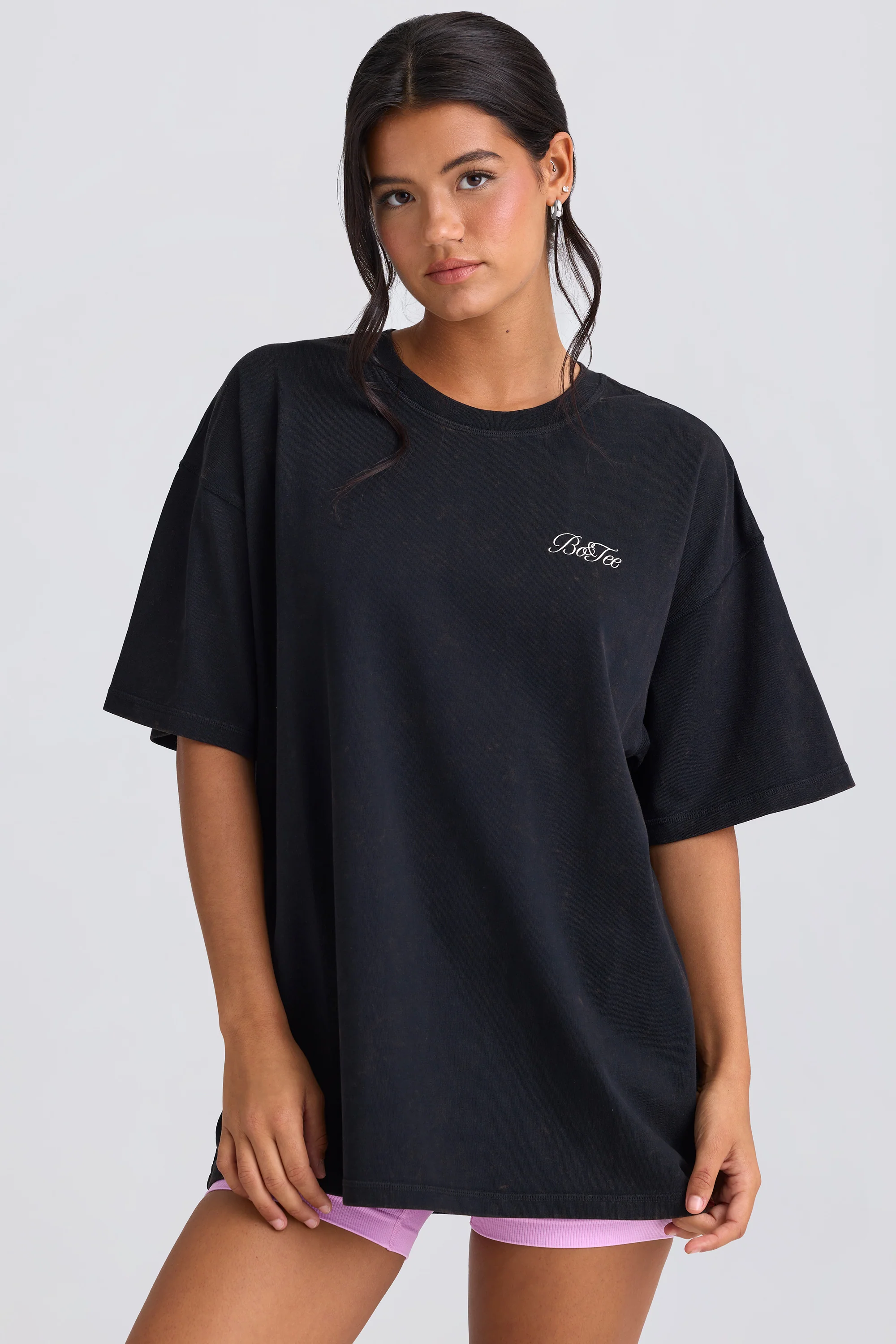 Oversized Short-Sleeve T-Shirt in Black - Image 3