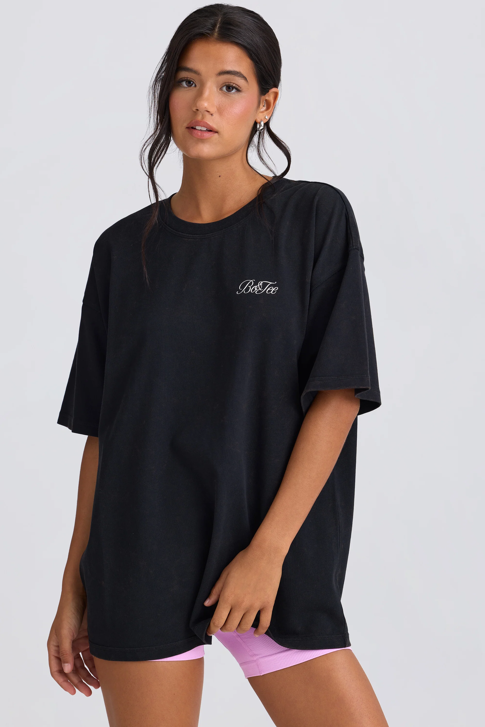 Oversized Short-Sleeve T-Shirt in Black - Image 6
