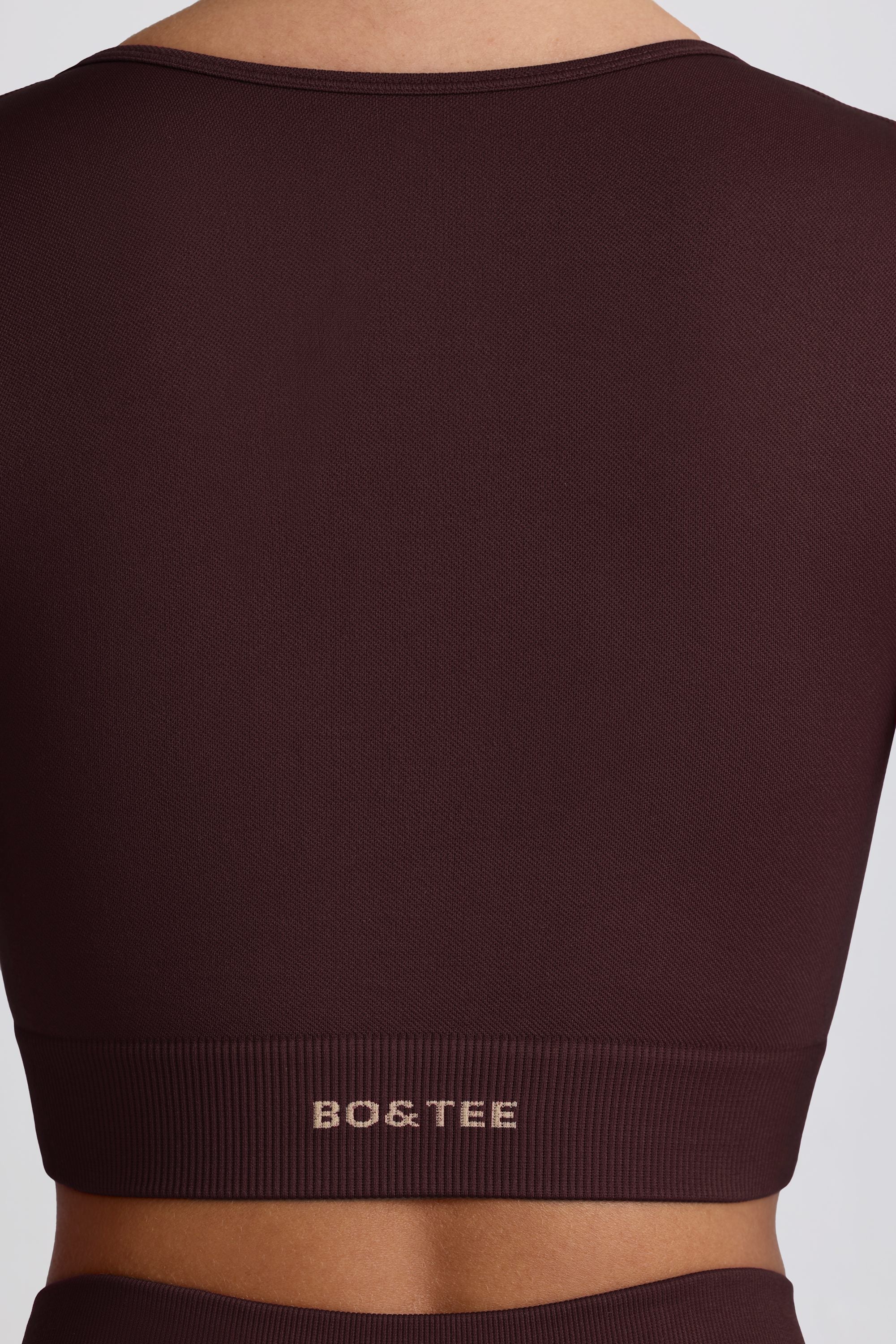 Super Sculpt Seamless Long-Sleeve Crop Top in Chocolate - Image 6