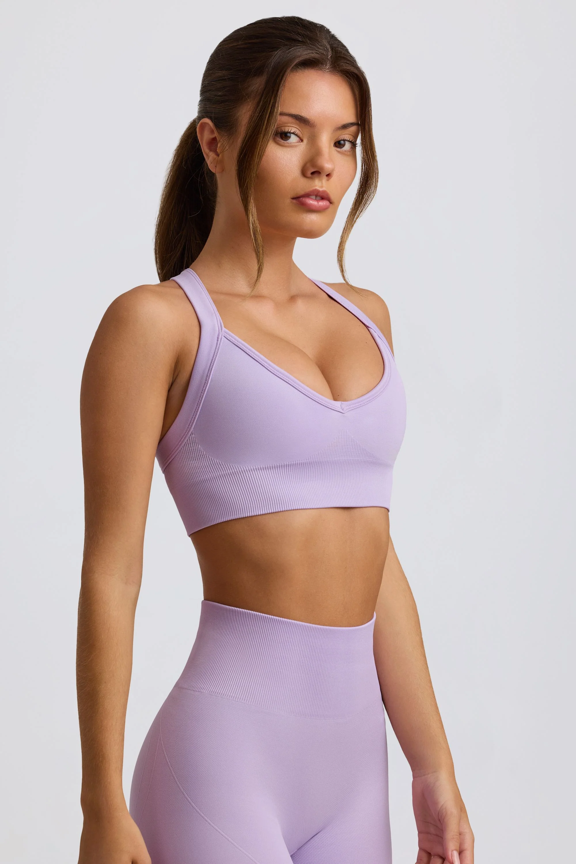Super Sculpt Seamless Cross-Back Sports Bra in Lavender - Image 5