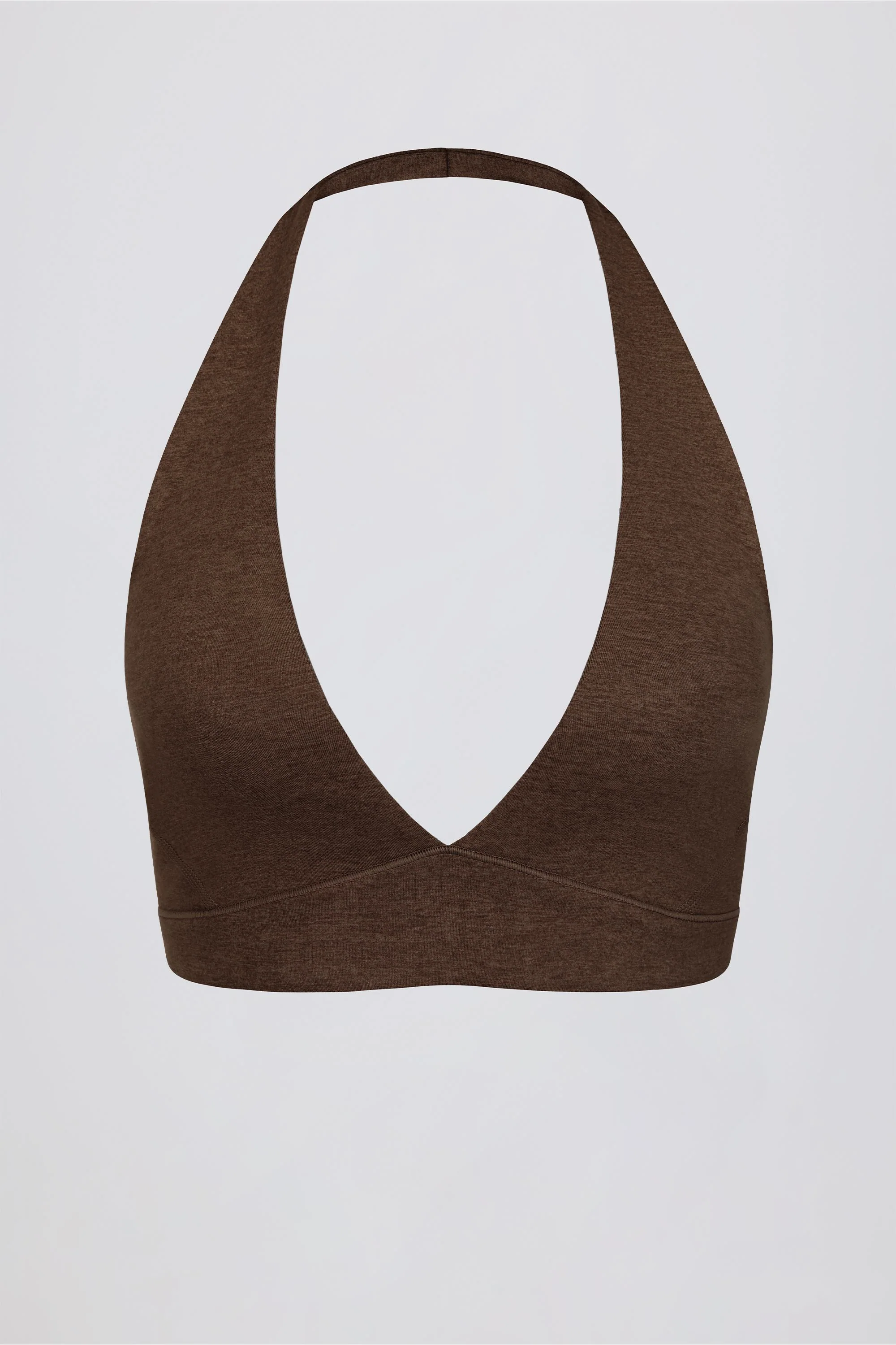 Brushed Jersey V-Neck Sports Bra in Pecan Marl - Image 6