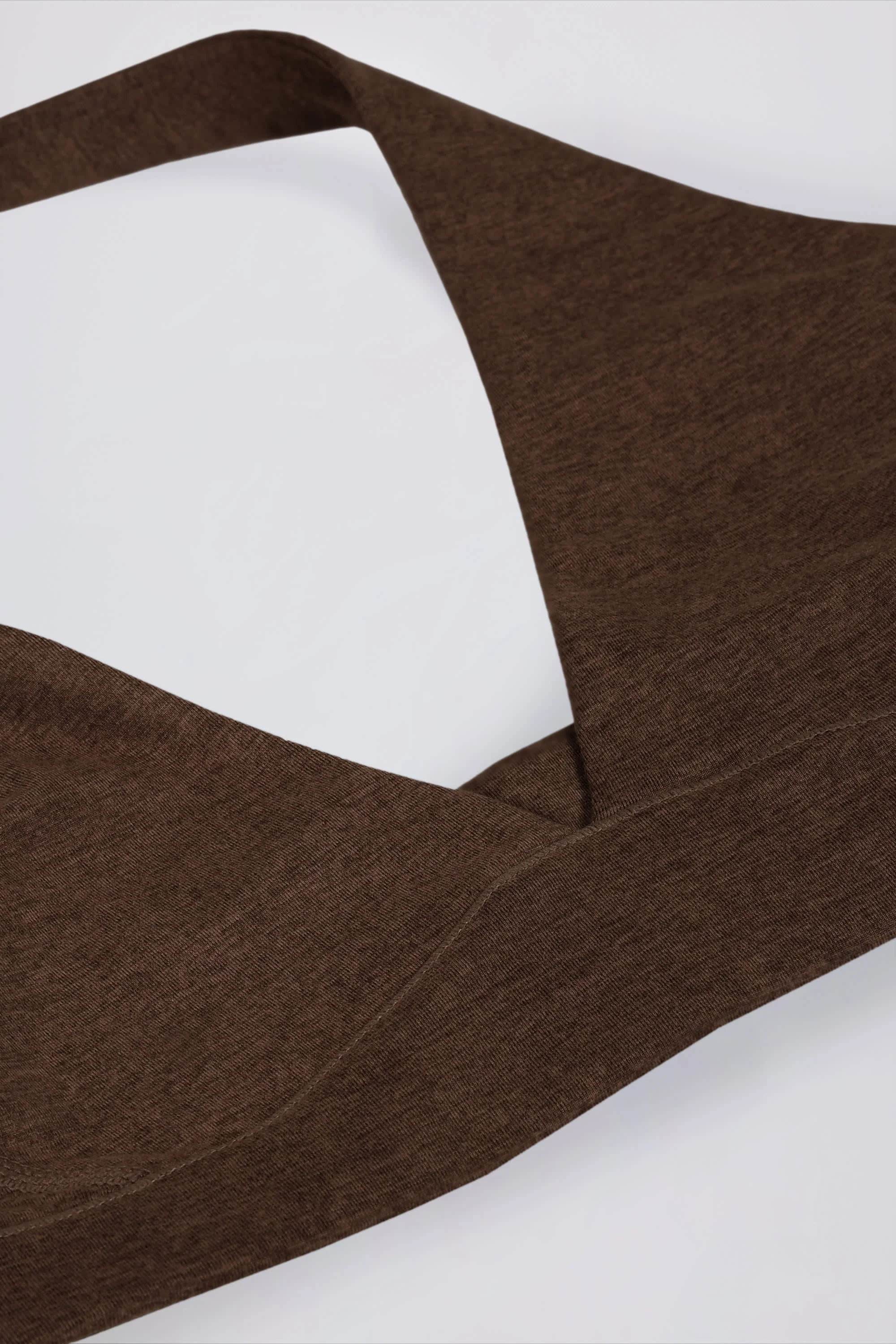 Brushed Jersey V-Neck Sports Bra in Pecan Marl - Image 7