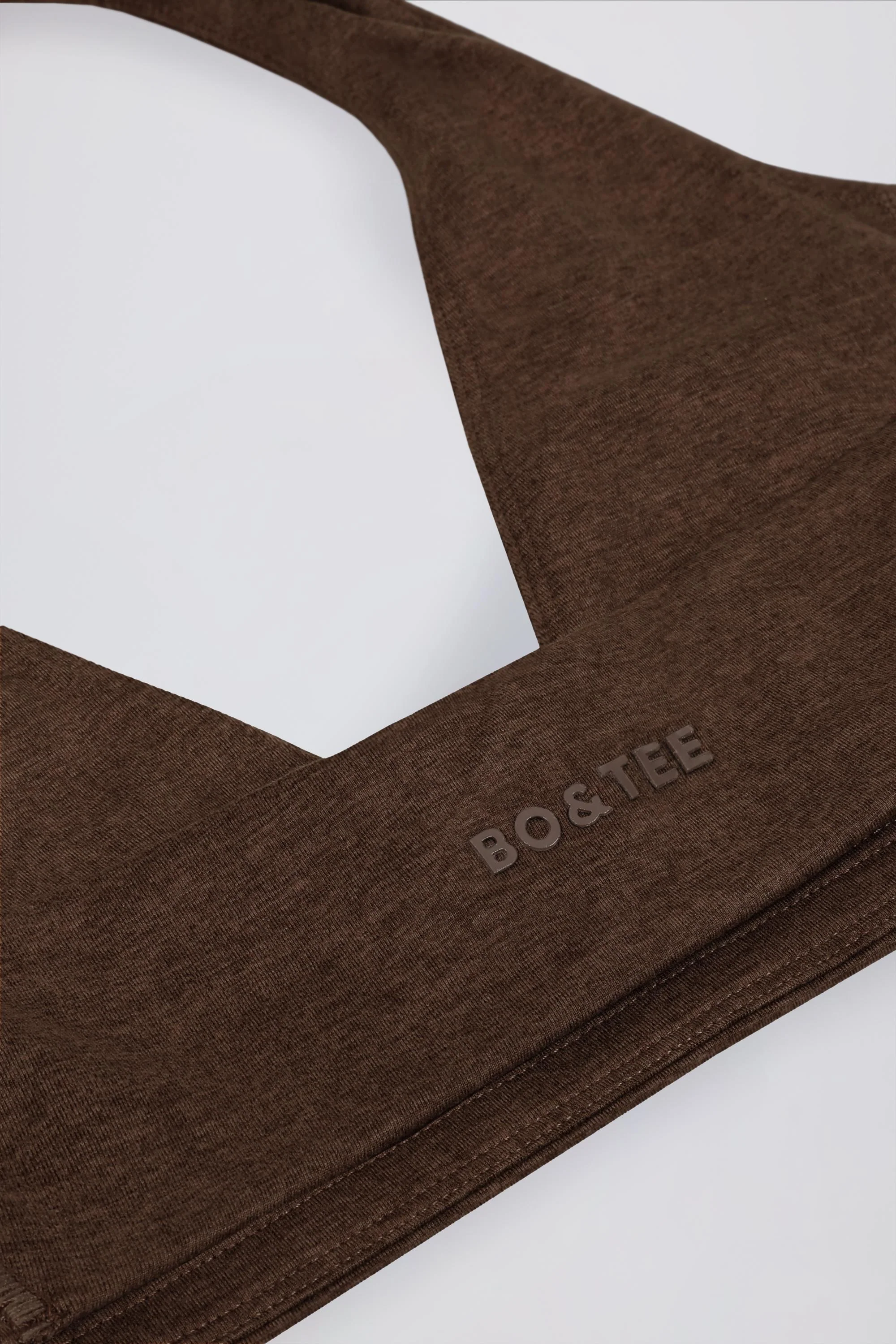 Brushed Jersey V-Neck Sports Bra in Pecan Marl - Image 8