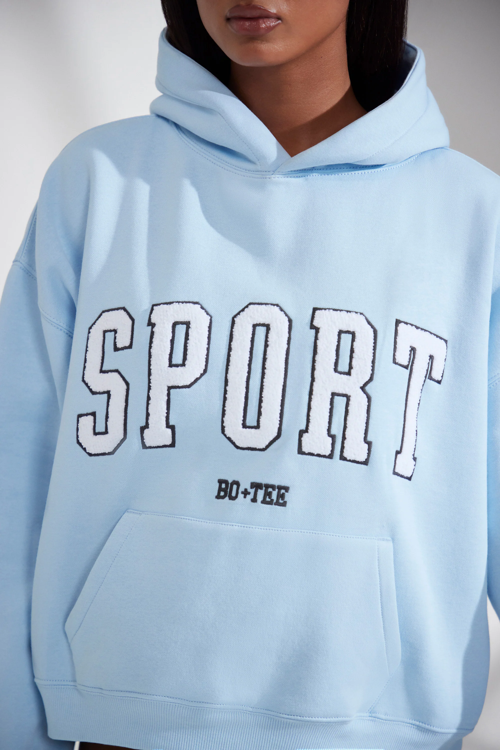Varsity - Oversized Hooded Sweatshirt in Baby Blue - Image 9