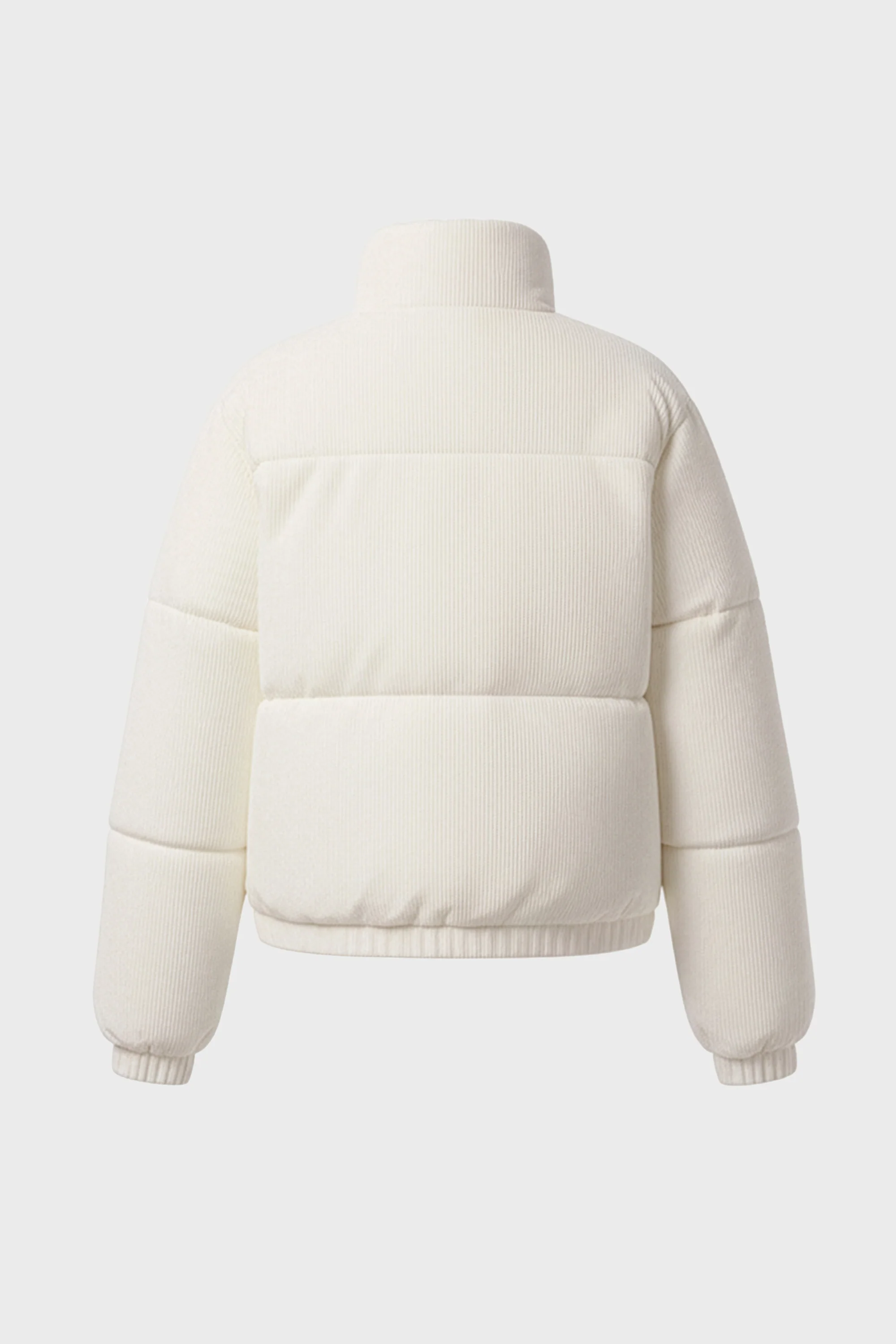 Corduroy Quilted Puffer Jacket in Ivory - Image 4