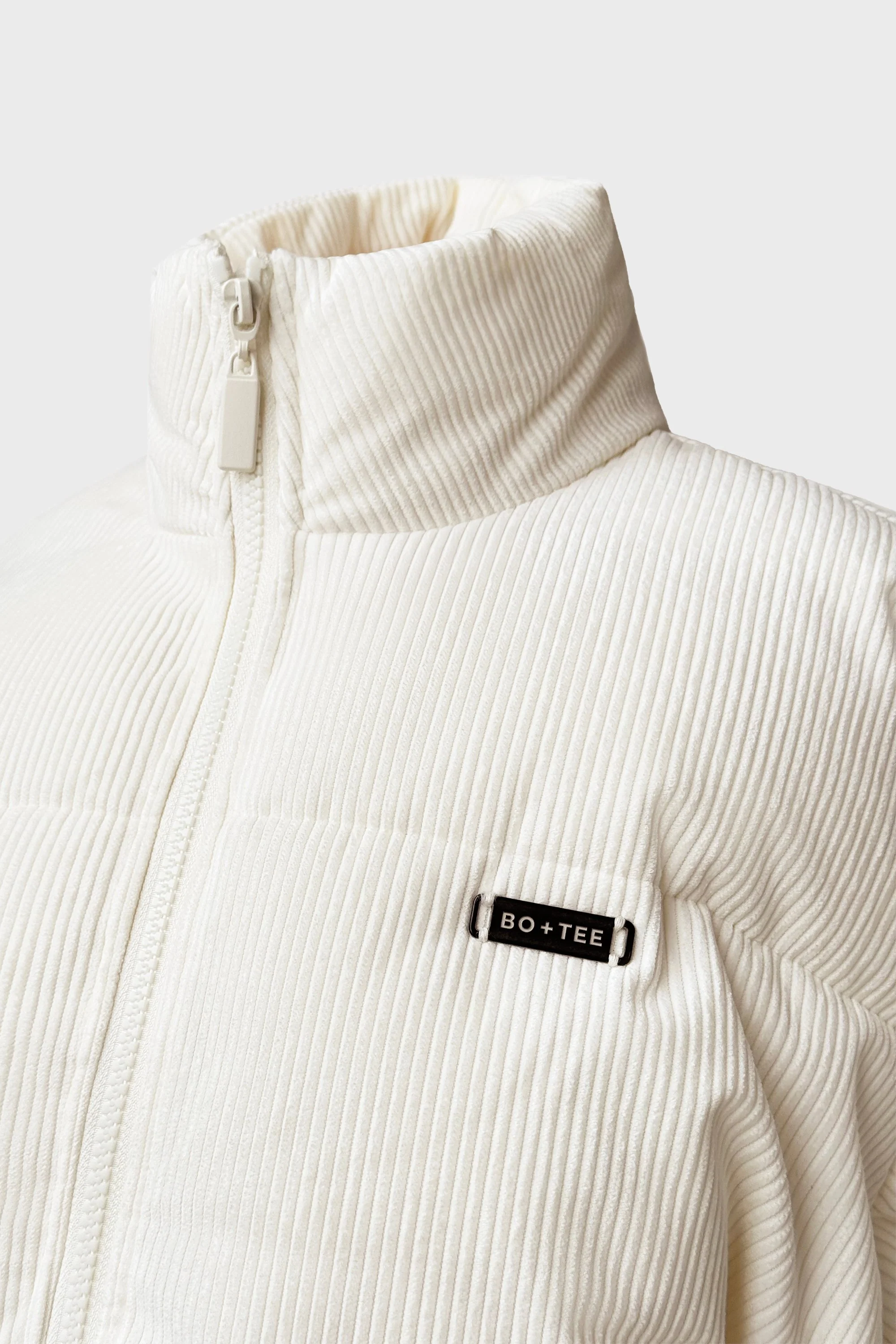 Corduroy Quilted Puffer Jacket in Ivory - Image 5